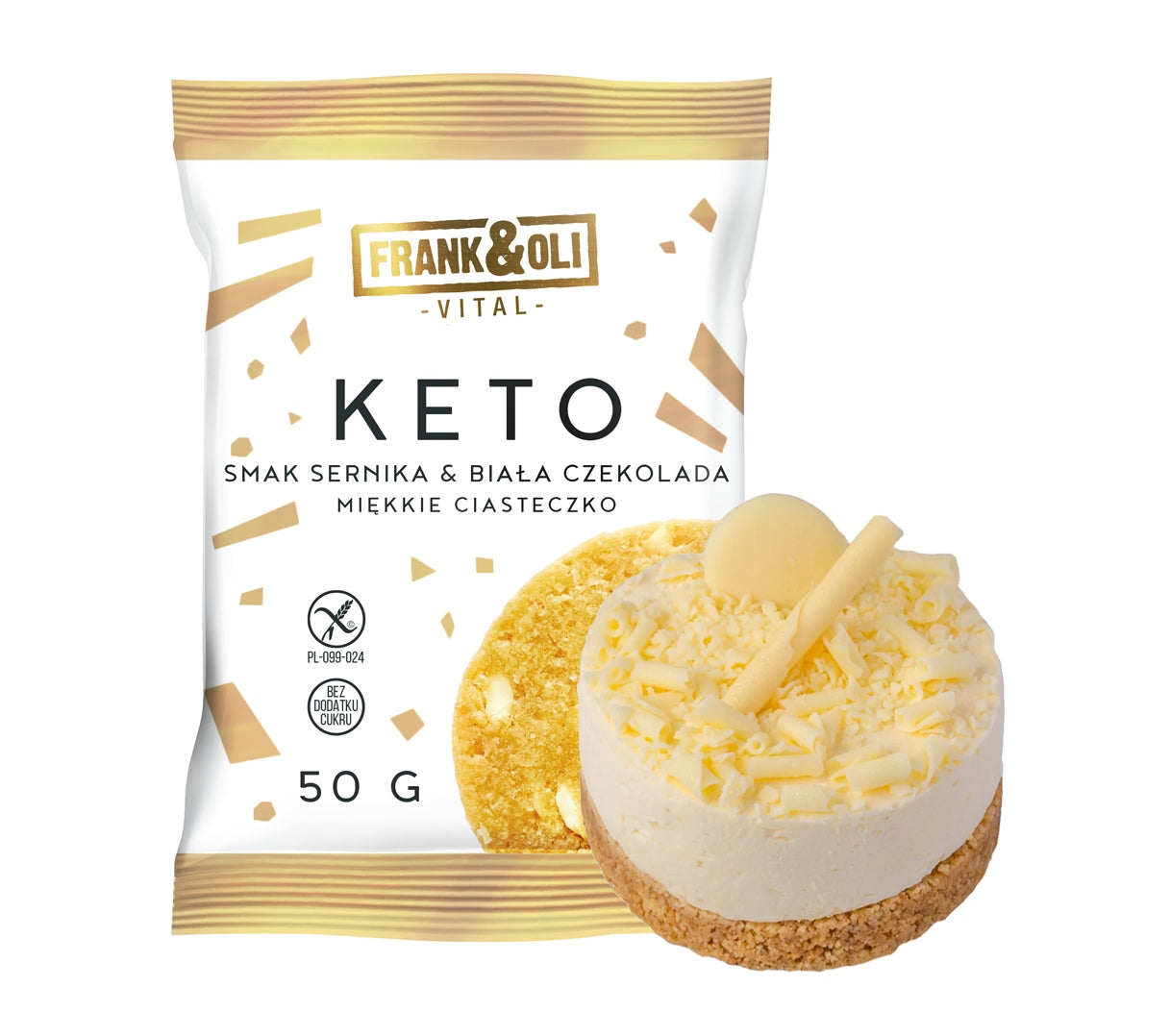 FRANK&OLI Biscuit Soft Keto CHEESECAKE WHITE CHOCOLATE Without Sugar 50g