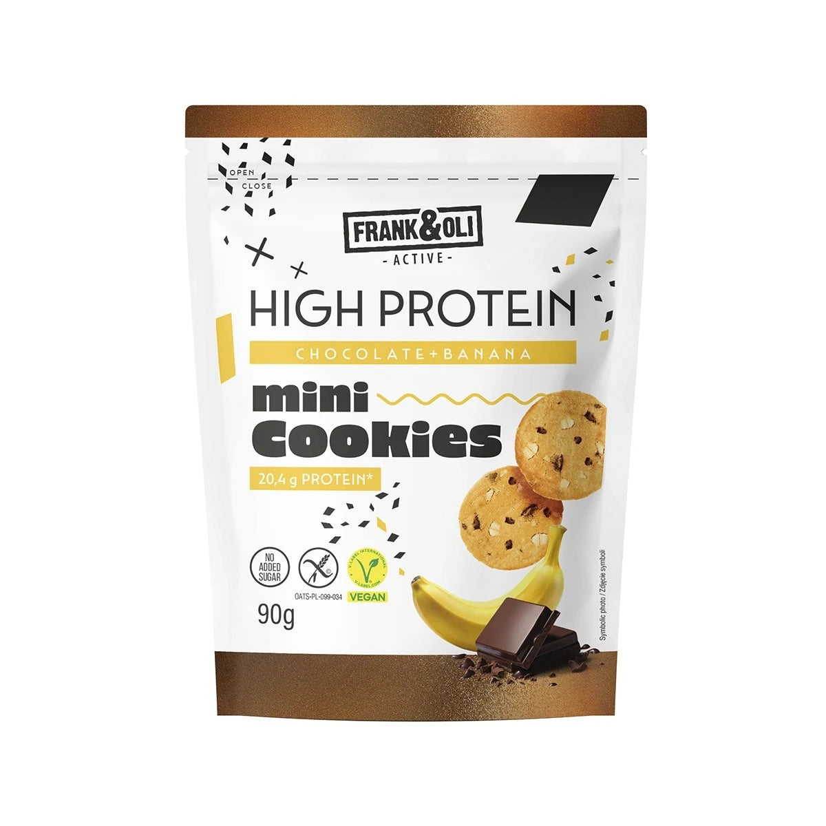 FRANK&OLI Mini PROTEIN Cookies High Protein BANANA CHOCOLATE 90g Manufacturer code 5900316552871
