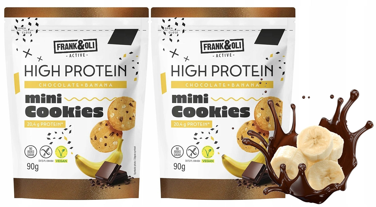 FRANK&OLI Mini PROTEIN Cookies High Protein BANANA CHOCOLATE 90g x2