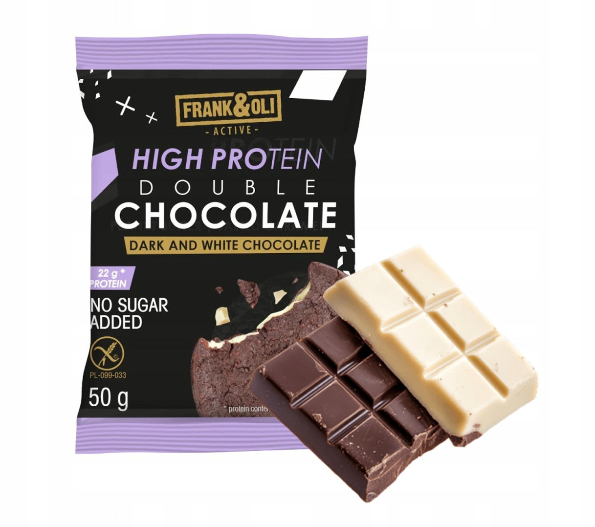 FRANK&OLI Protein Biscuit Double Chocolate CHOCOLATE DARK and WHITE 50g