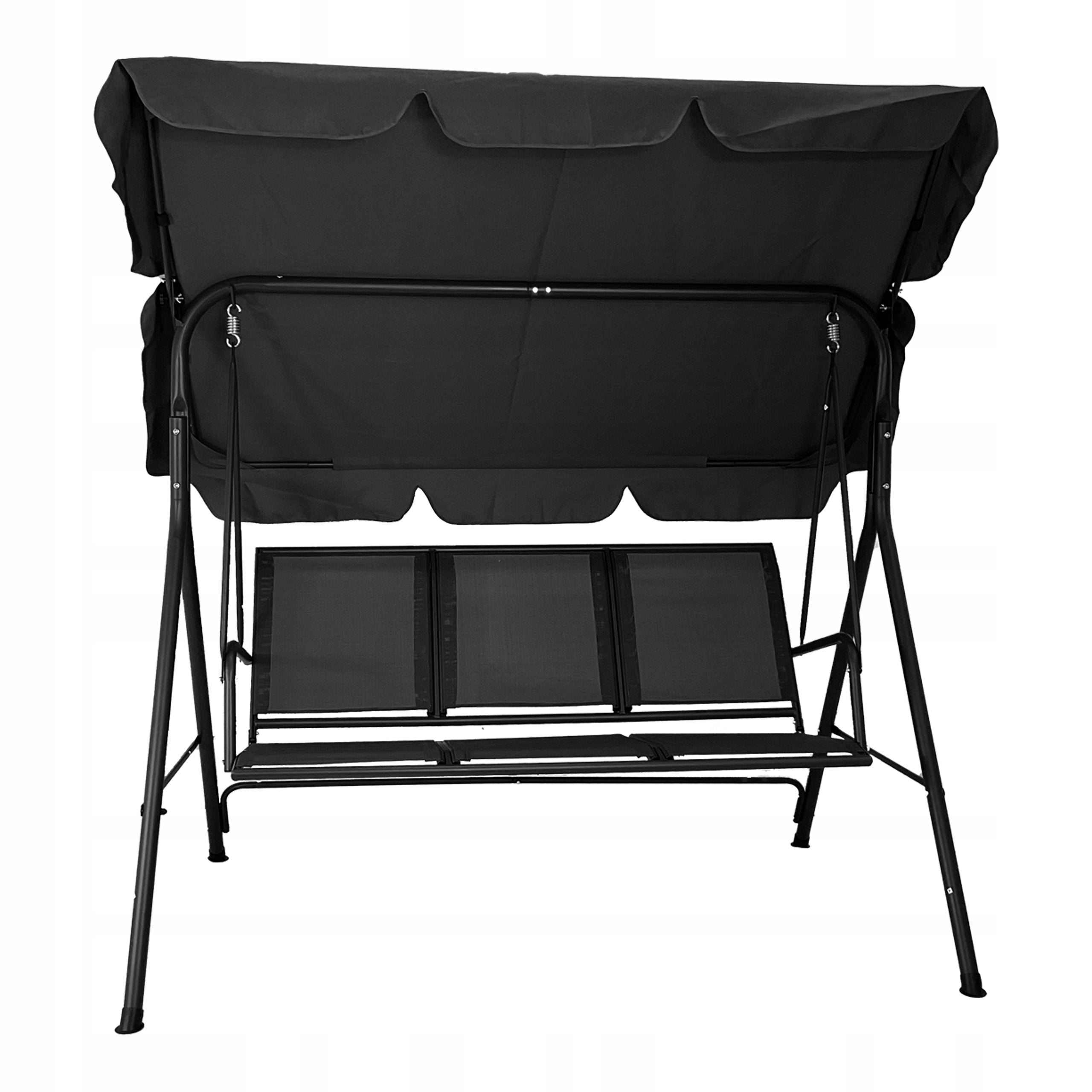FREESTANDING GARDEN SWING 3 SEATER ROCKING BENCH CANOPY SPLIT BLACK Packaging status original