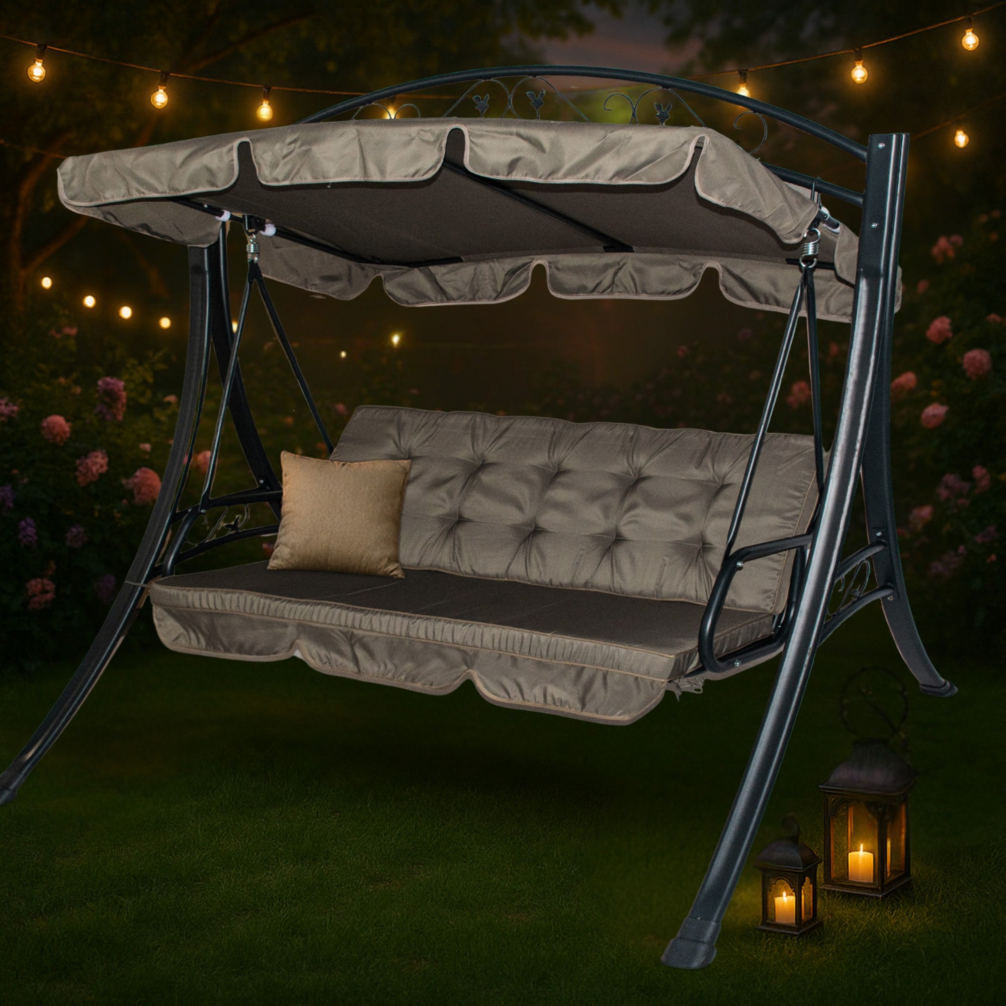 FREESTANDING GARDEN SWING 3 SEATER STRONG ROCKING BENCH CANOPY BLANCA Manufacturer Saska garden