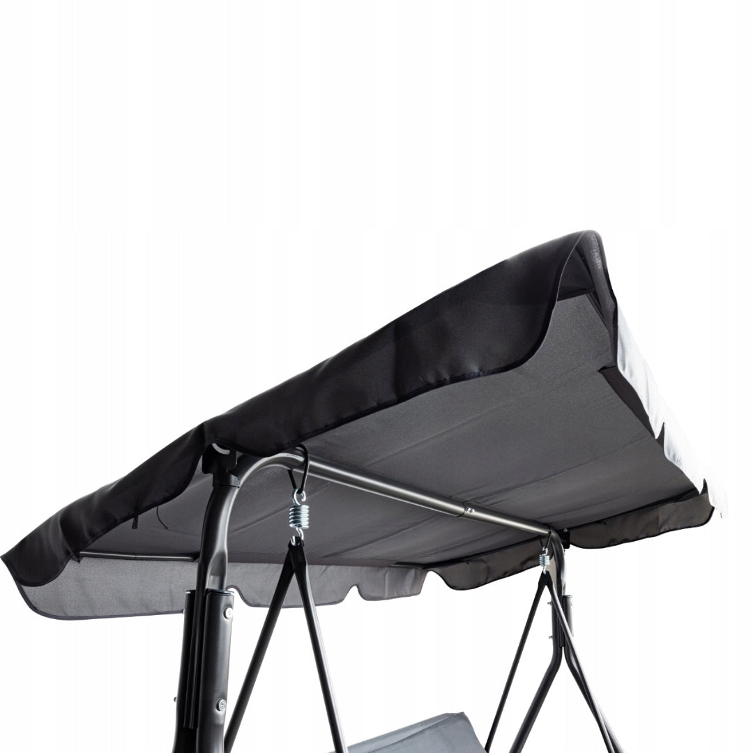 FREESTANDING GARDEN SWING FOR THREE PEOPLE BALCONY TERRACE GREY Seat length 130 cm