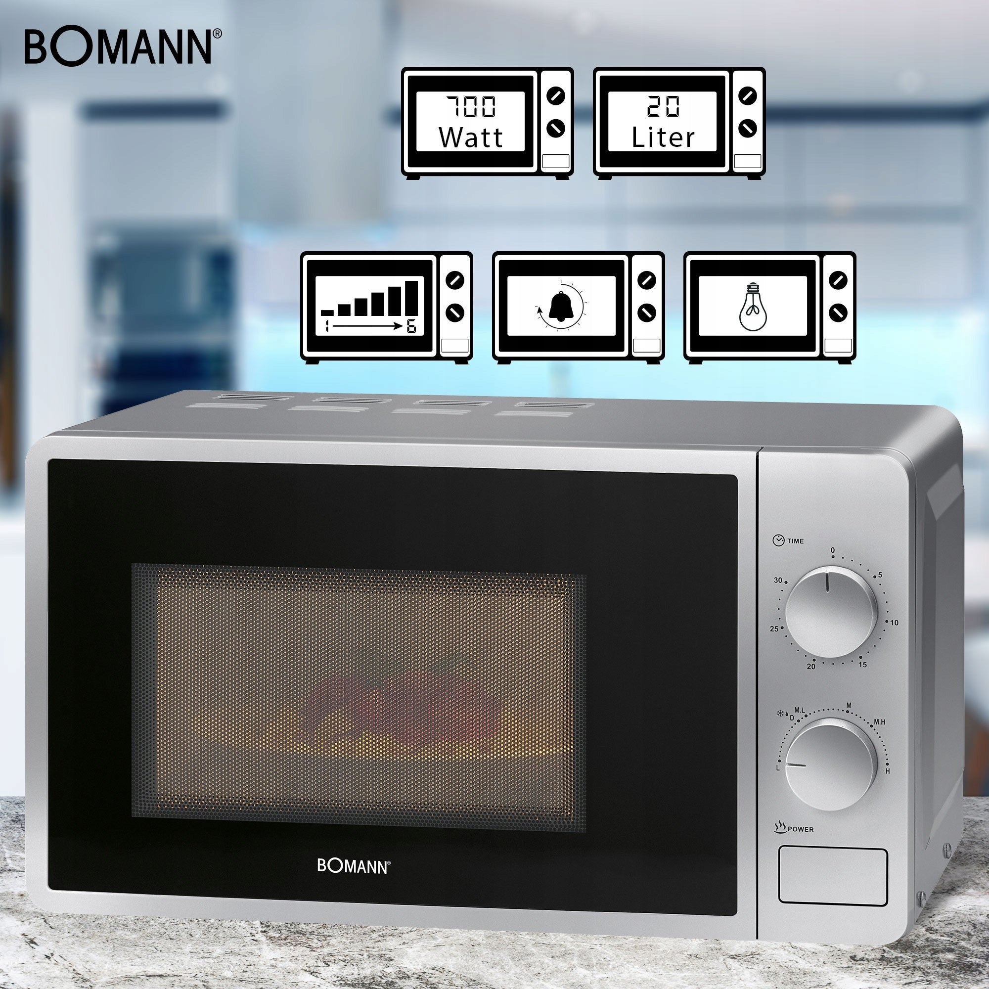 FREESTANDING MICROWAVE OVEN BOMANN MWG CB SILVER EAN (GTIN) 4004470601428