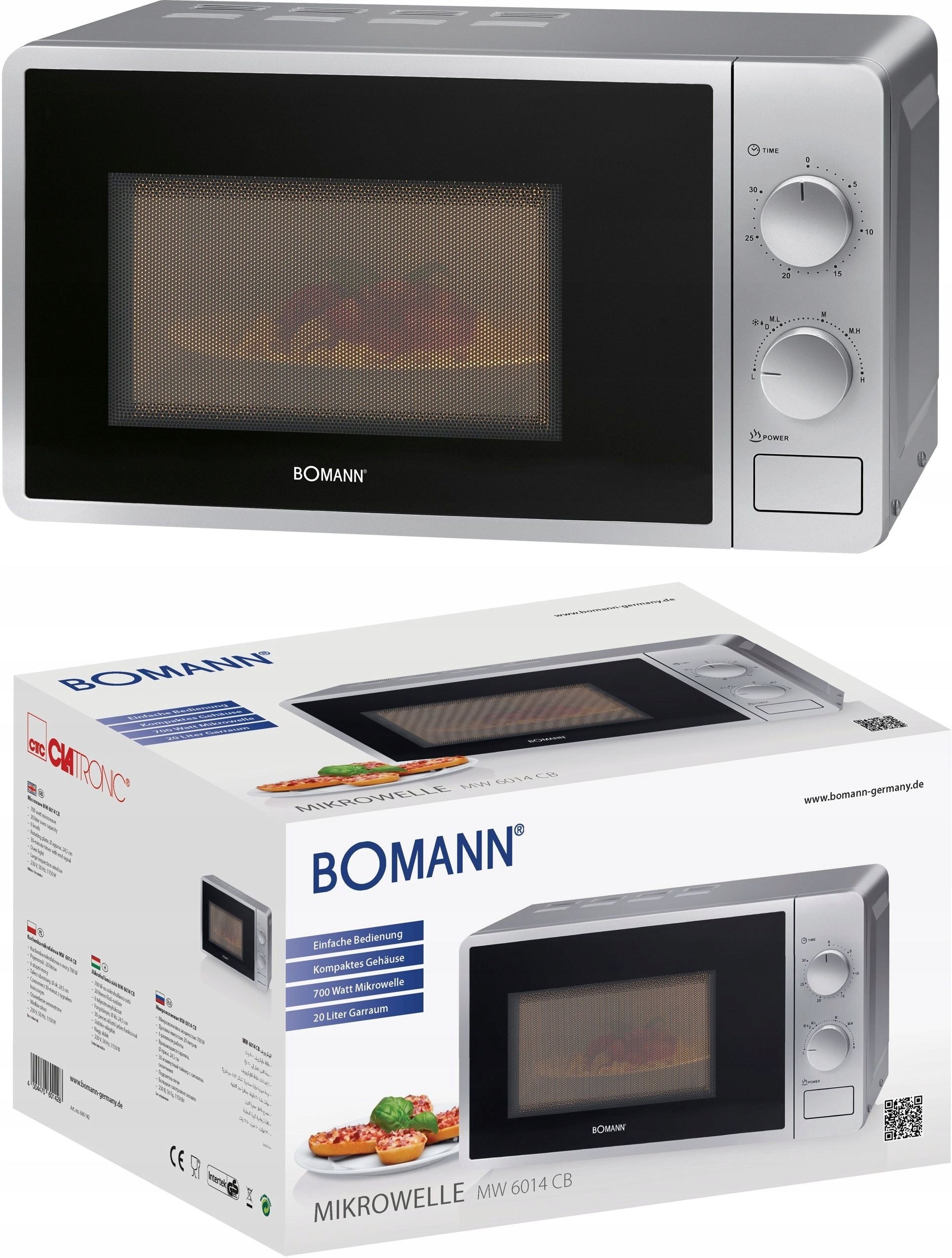 FREESTANDING MICROWAVE OVEN BOMANN MWG CB SILVER