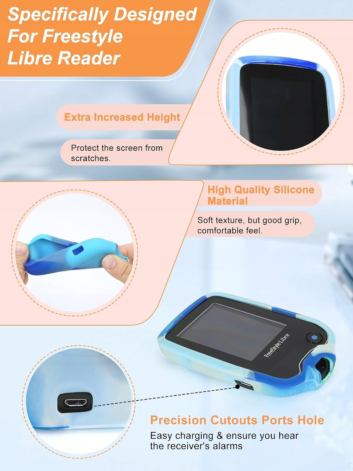 FREESTYLE LIBRE 2 SILICONE PROTECTIVE CASE WITH TEMPERED GLASS Medical device type accessories for a medical device or a product without an intended medical purpose