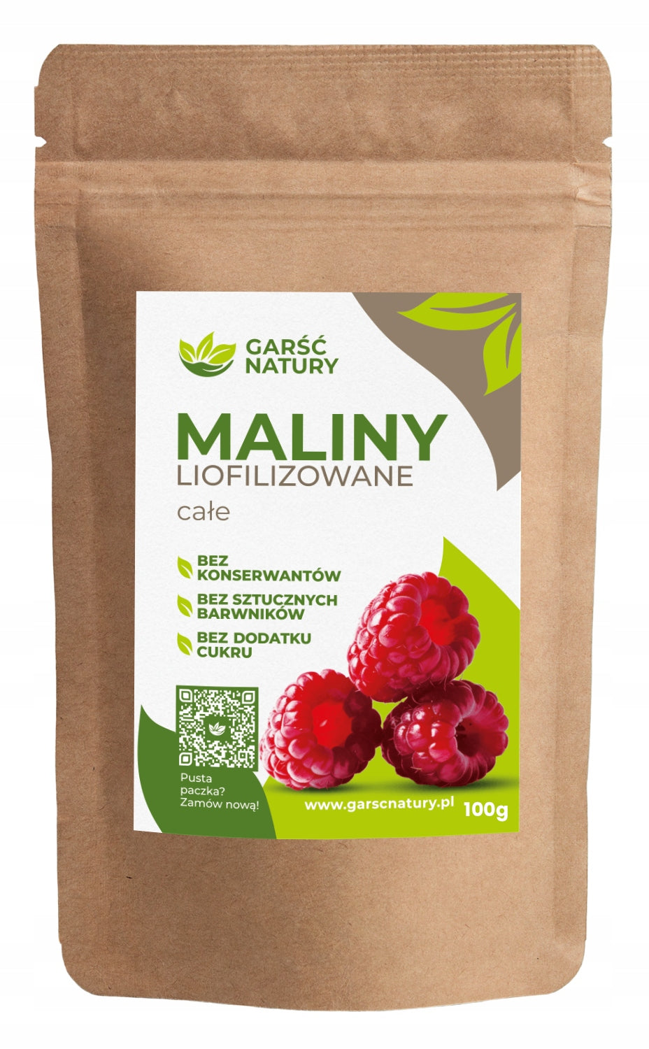 FREEZE-DRIED RASPBERRIES WHOLE 100 g Dried Raspberry WITHOUT ADDED SUGAR Packaging status original