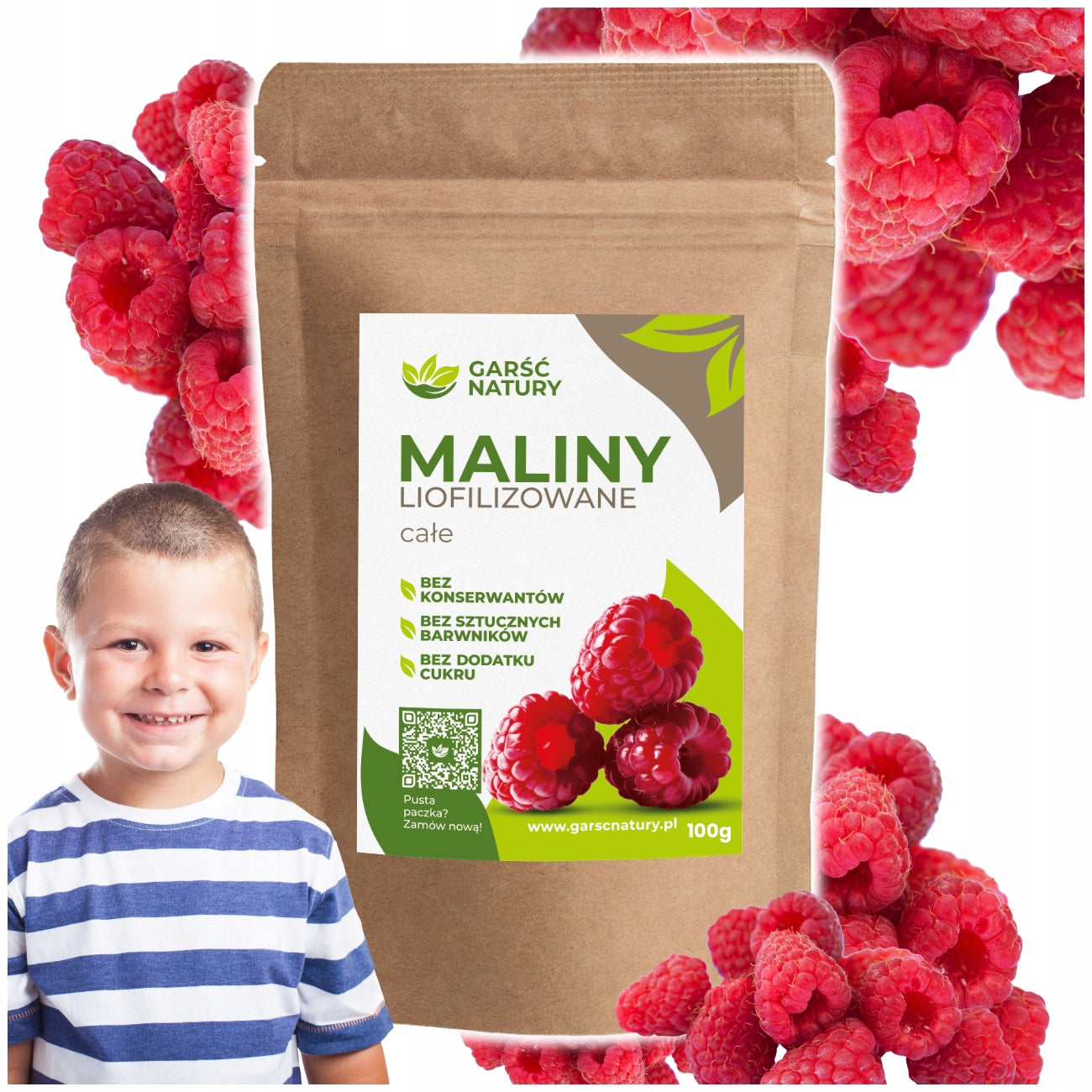 FREEZE-DRIED RASPBERRIES WHOLE 100 g Dried Raspberry WITHOUT ADDED SUGAR