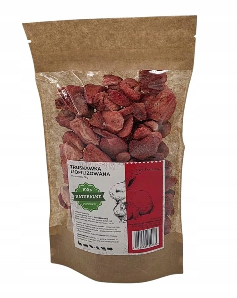 FREEZE-DRIED STRAWBERRY HEALTHY TREAT FOR RABBIT PIG RODENTS 50g Packaging status original