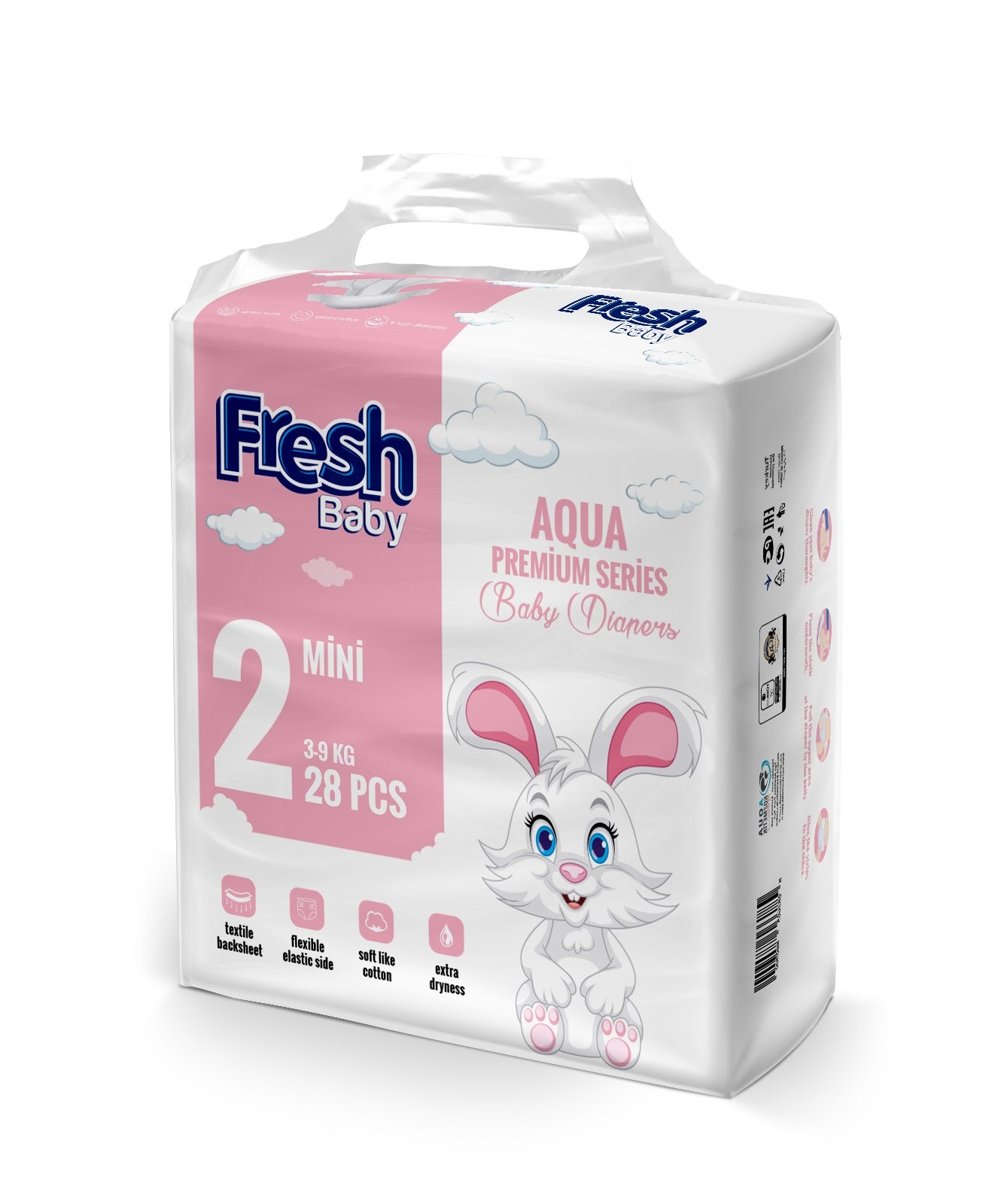 FRESH BABY DIAPERS 2 MINI AQUA PREMIUM SERIES 3-9kg 28pcs Packaging status original