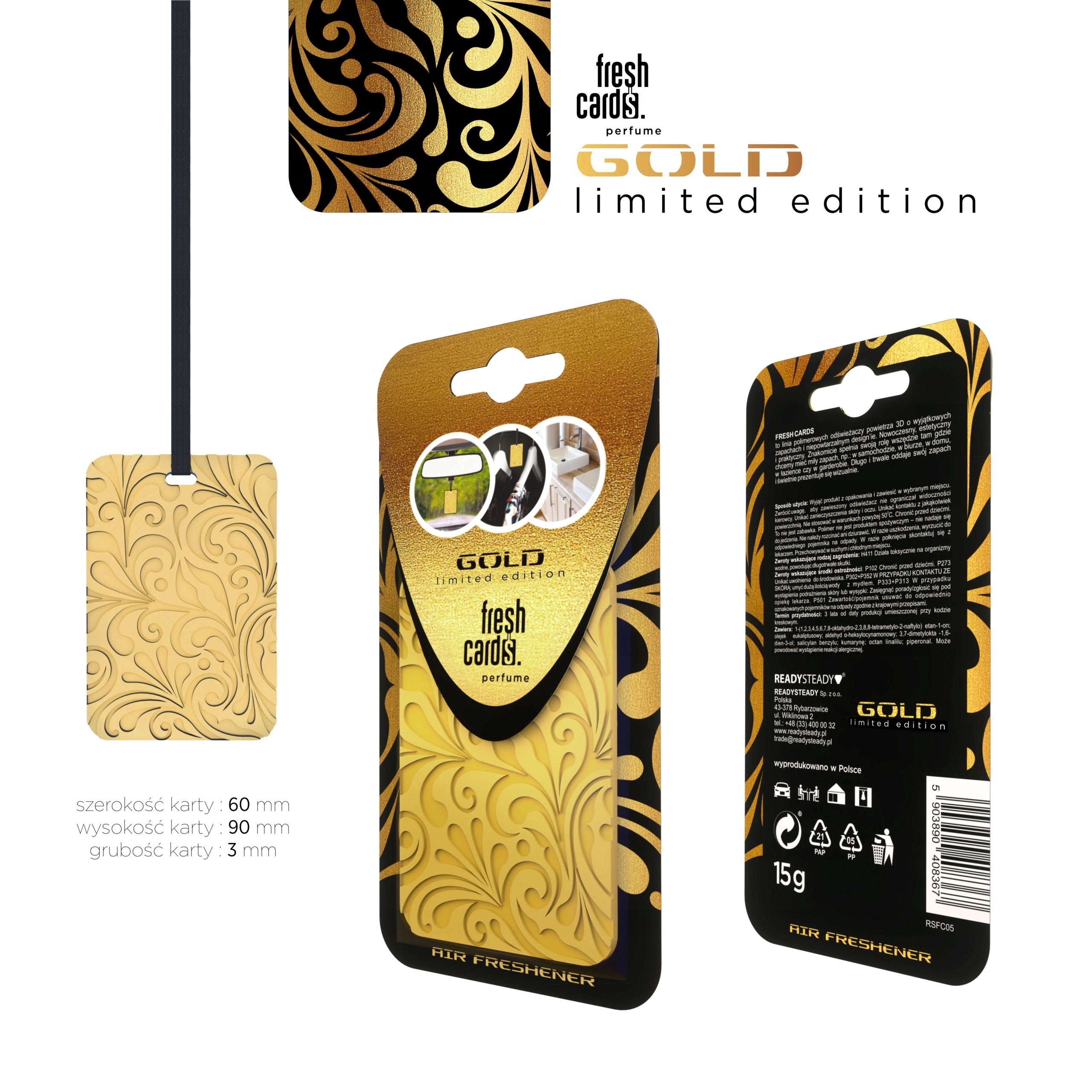 FRESH CARDS PERFUME GOLD / 36 Kind fragrance hangers