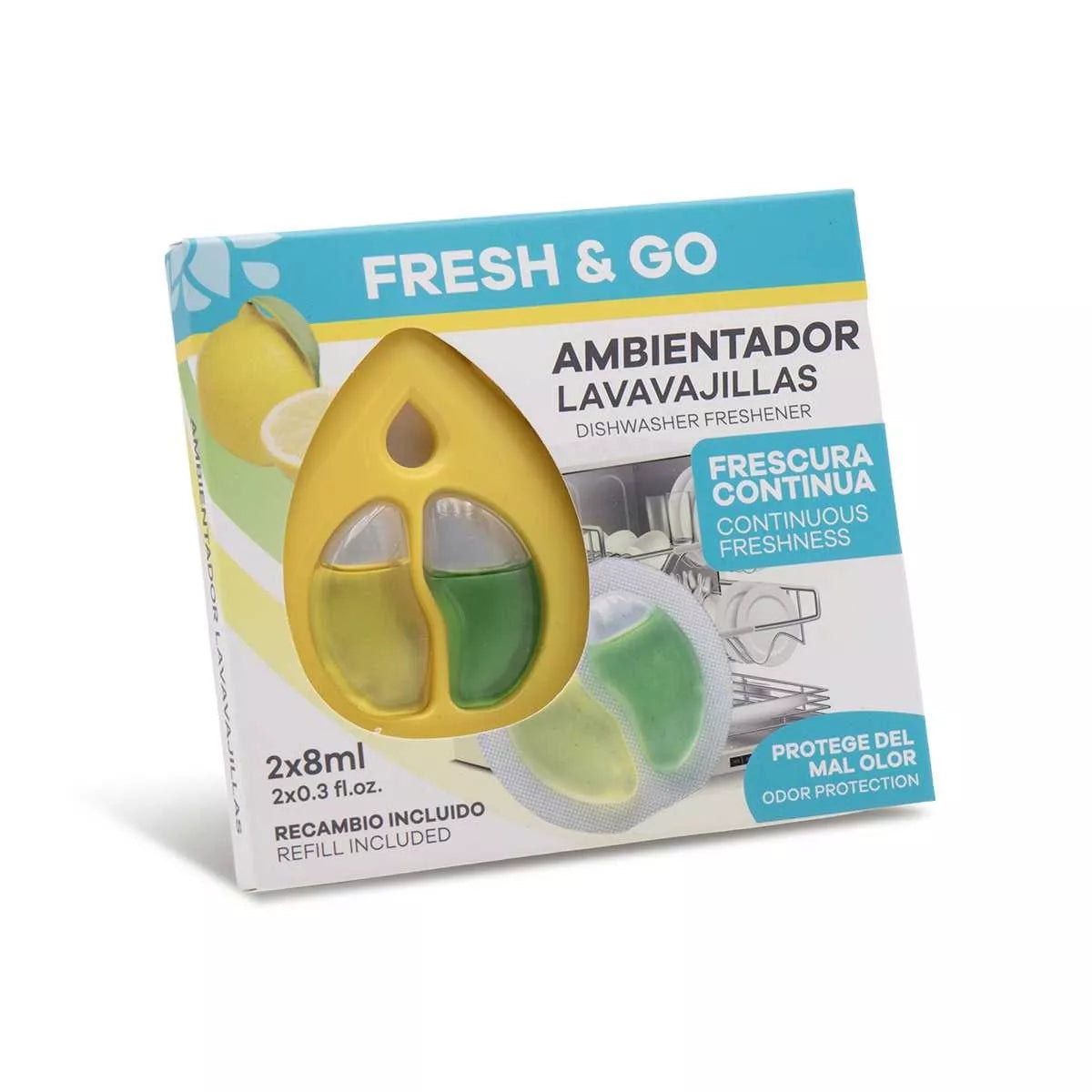 FRESH & GO Dishwasher Freshener LEMON 2 x 8ml Packaging status original