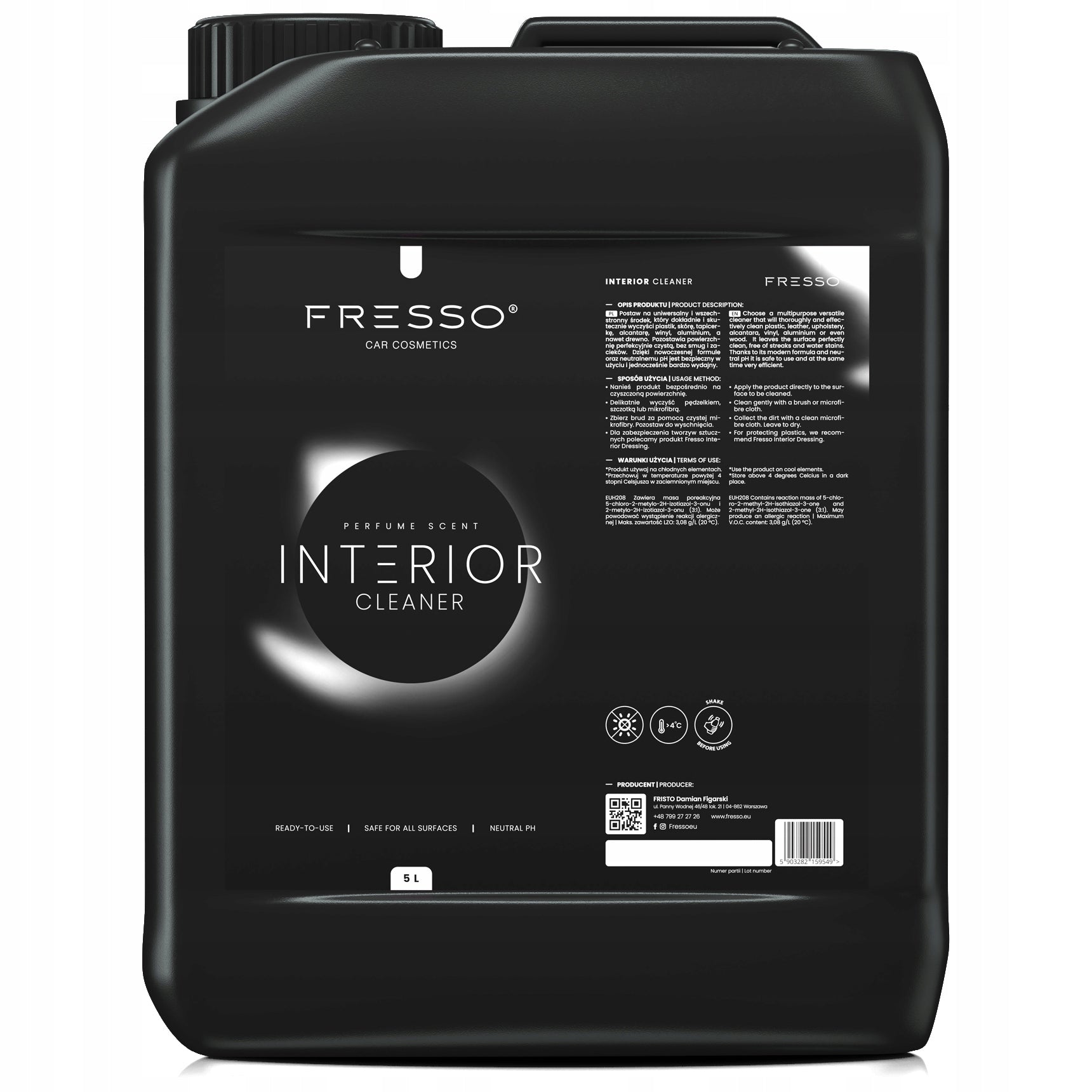 FRESSO INTERIOR CLEANER 5L FOR CLEANING THE INTERIOR OF THE COCKPIT PLASTIC CAR