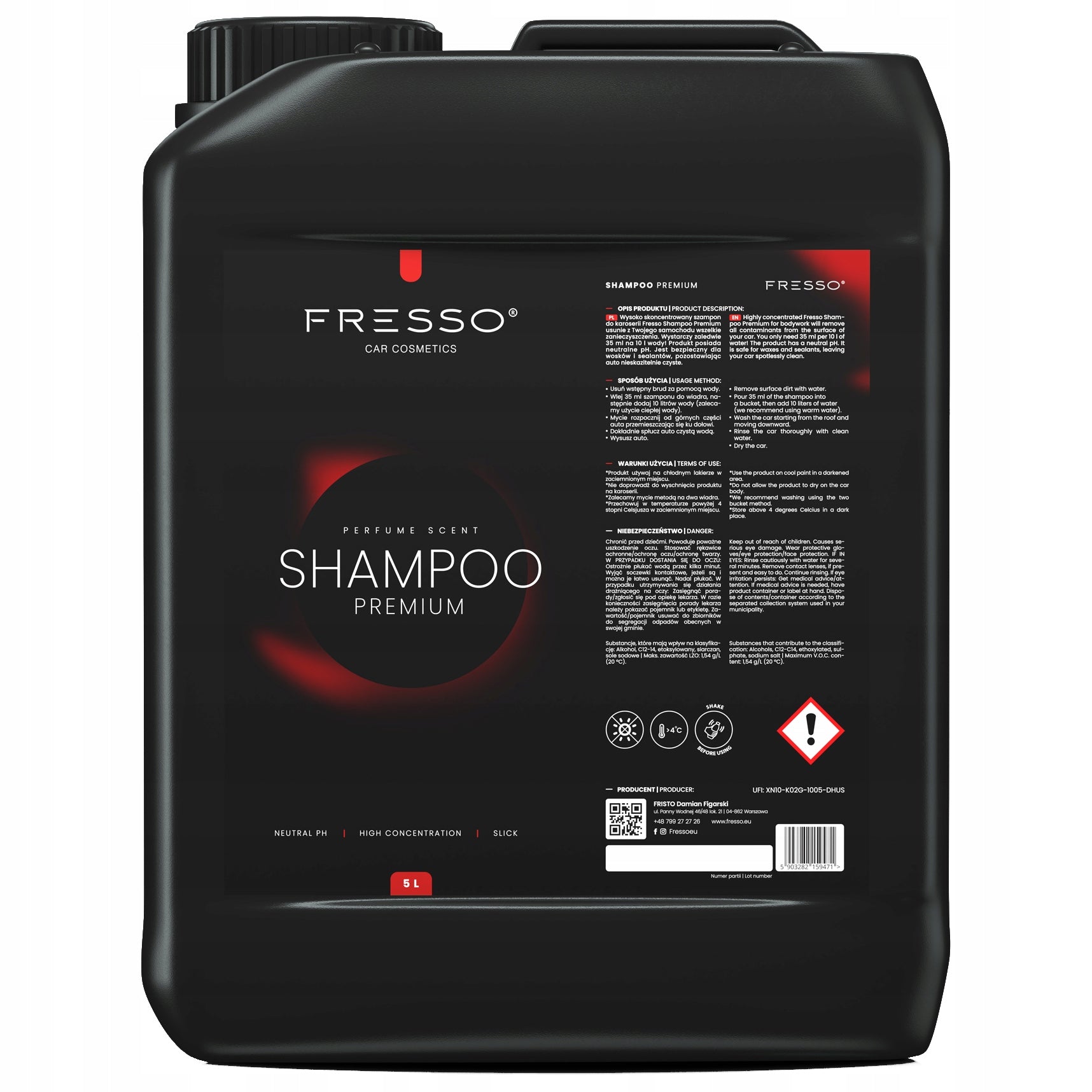 FRESSO SHAMPOO PREMIUM 5L CONCENTRATED SHAMPOO FOR CAR WASHING