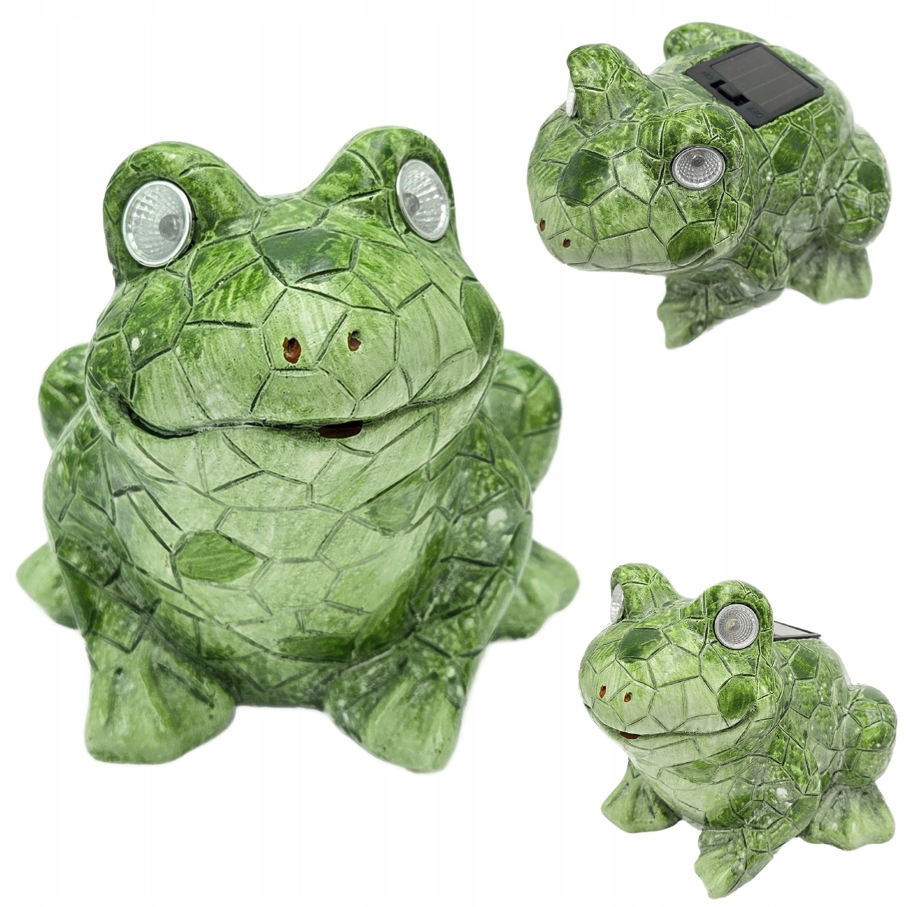 FROG GARDEN FIGURINE SOLAR LED FIGURE GARDEN ORNAMENT GLOWING 13X14X15cm