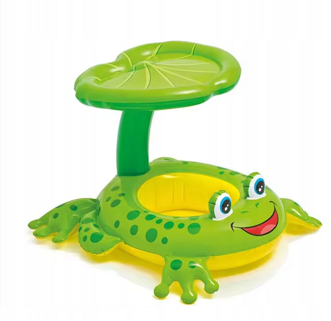 FROG WITH CANOPY Infant Swimming Wheel SEAT CANOPY Pontoon Color green