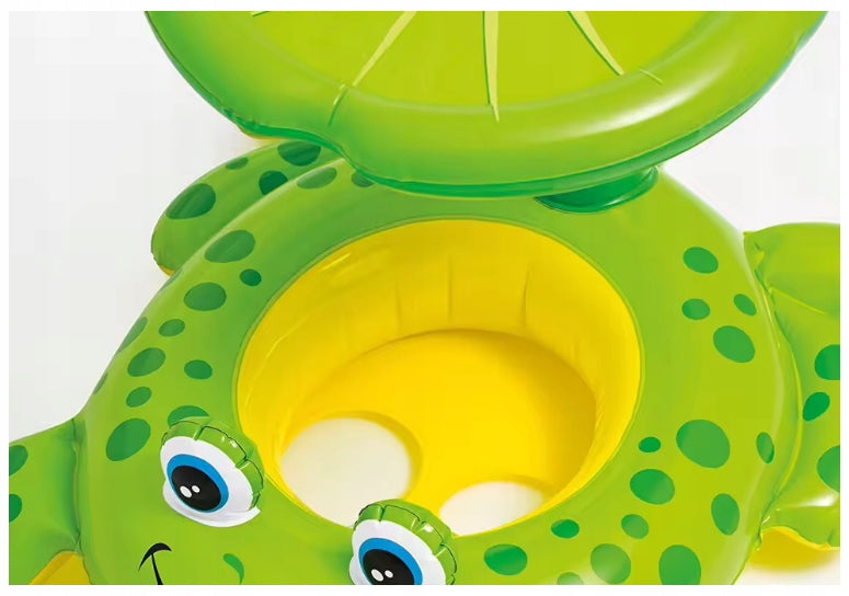 FROG WITH CANOPY Infant Swimming Wheel SEAT CANOPY Pontoon Length 119 cm