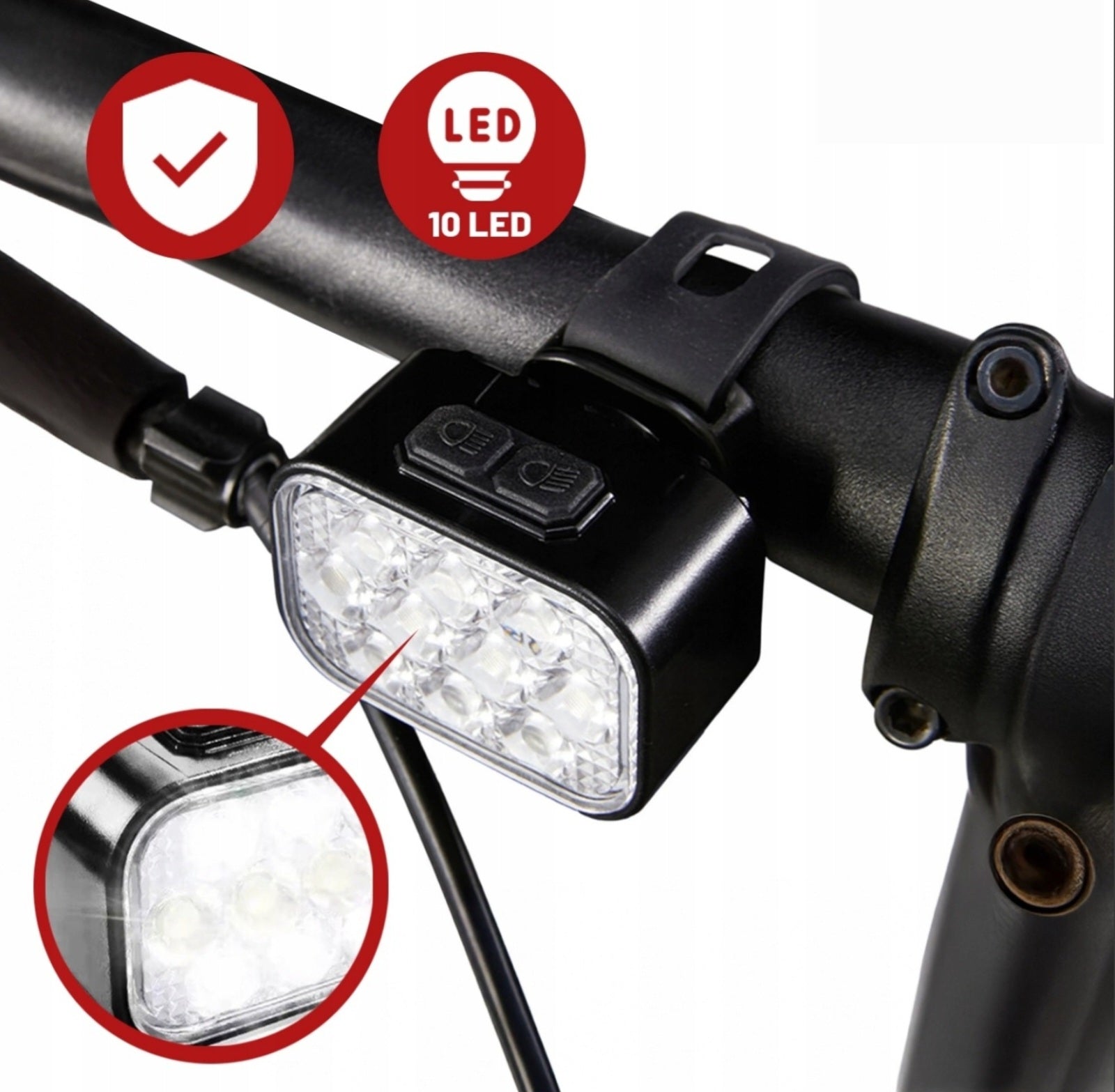 FRONT AND REAR BICYCLE LIGHTS LED STRONG RECHARGEABLE REFLECTORS + BELL Light beam 500 lm