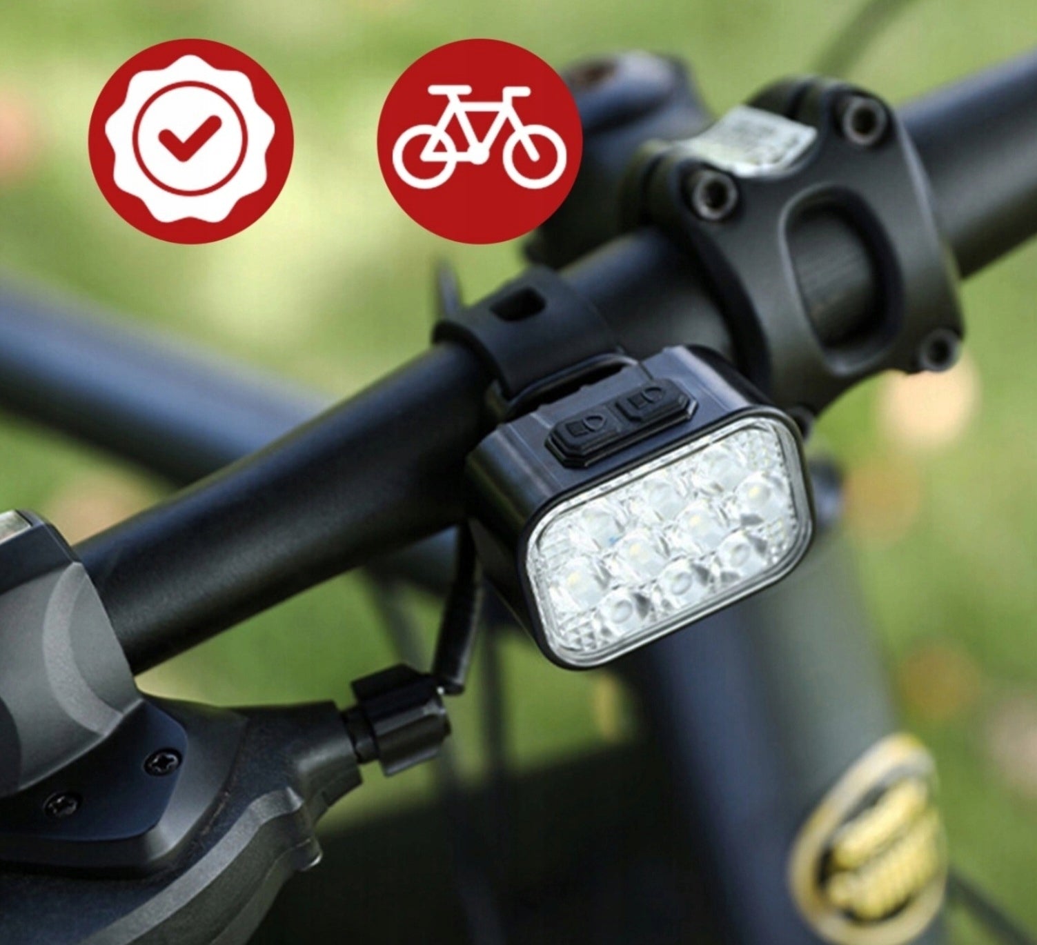 FRONT AND REAR BICYCLE LIGHTS LED STRONG RECHARGEABLE REFLECTORS + BELL Light source LED
