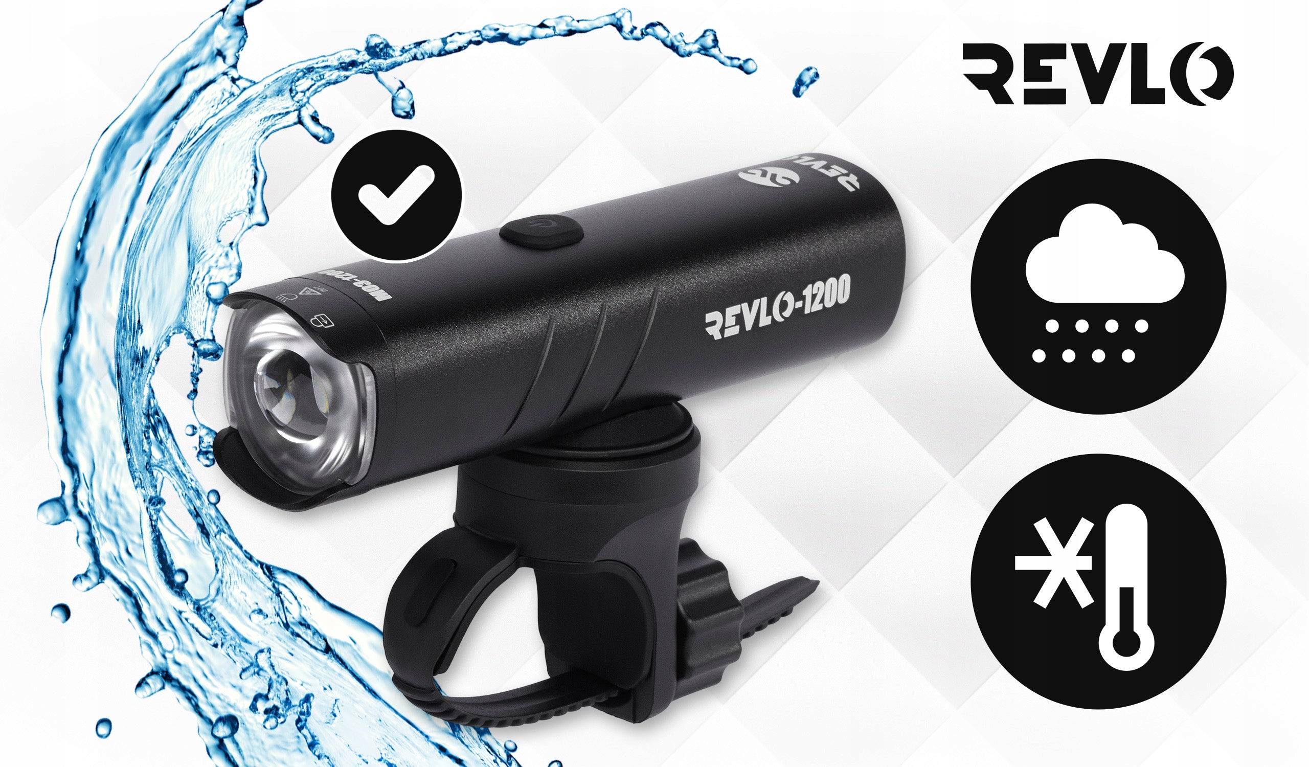 FRONT BIKE LIGHT FOR BIKE LED RECHARGEABLE WATERPROOF IP66 1200LM Packaging status original