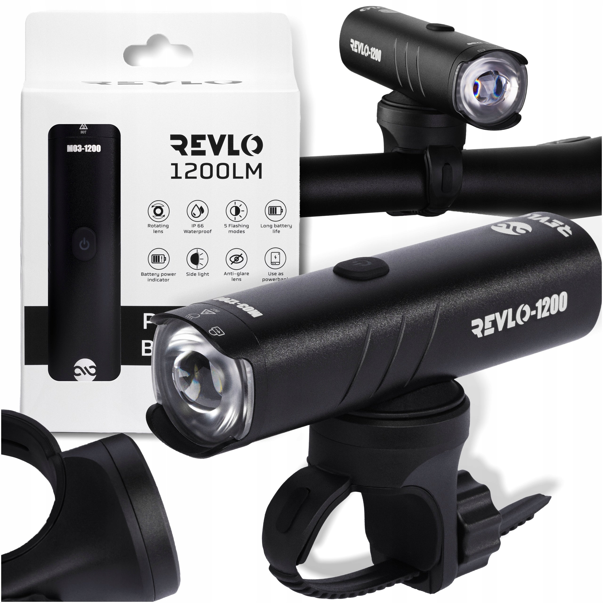 FRONT BIKE LIGHT FOR BIKE LED RECHARGEABLE WATERPROOF IP66 1200LM
