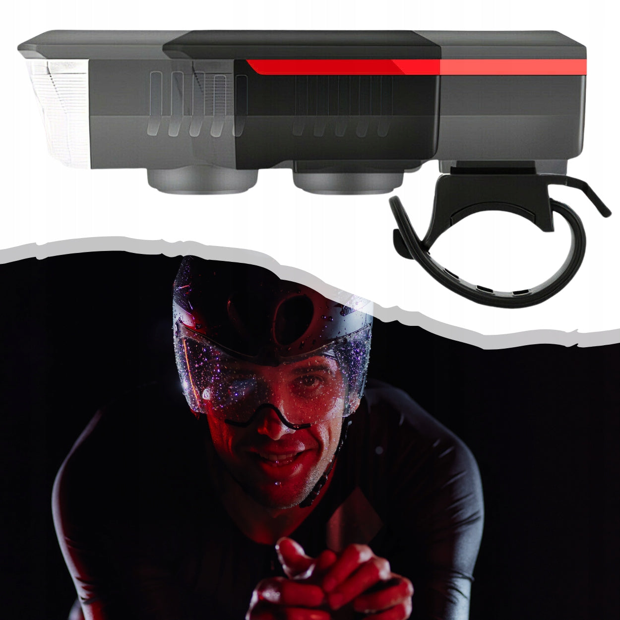FRONT BIKE LIGHT LED LOUD BELL RECHARGEABLE 2400mAh Light source LED