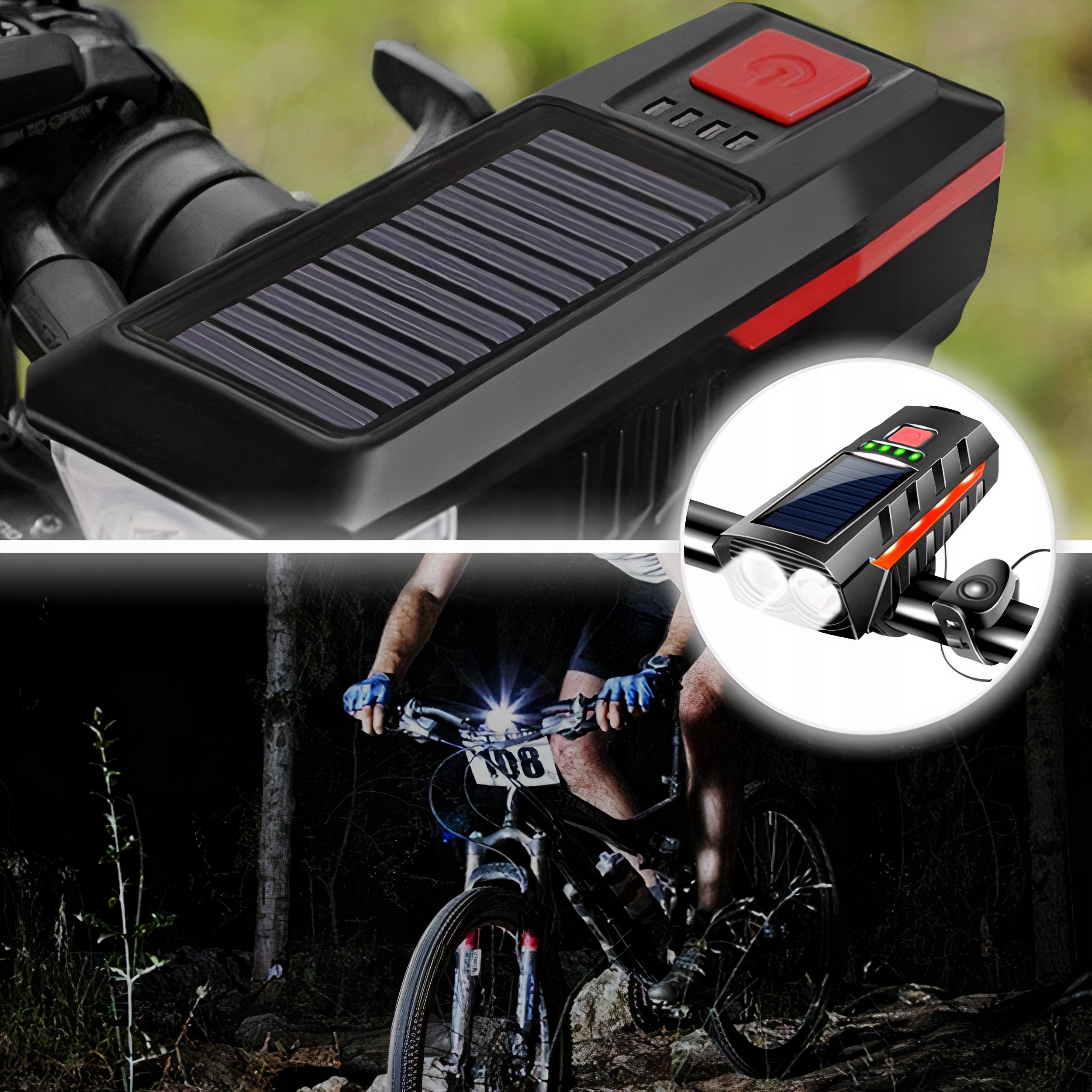 FRONT BIKE LIGHT LED LOUD BELL RECHARGEABLE 2400mAh Manufacturer code 912