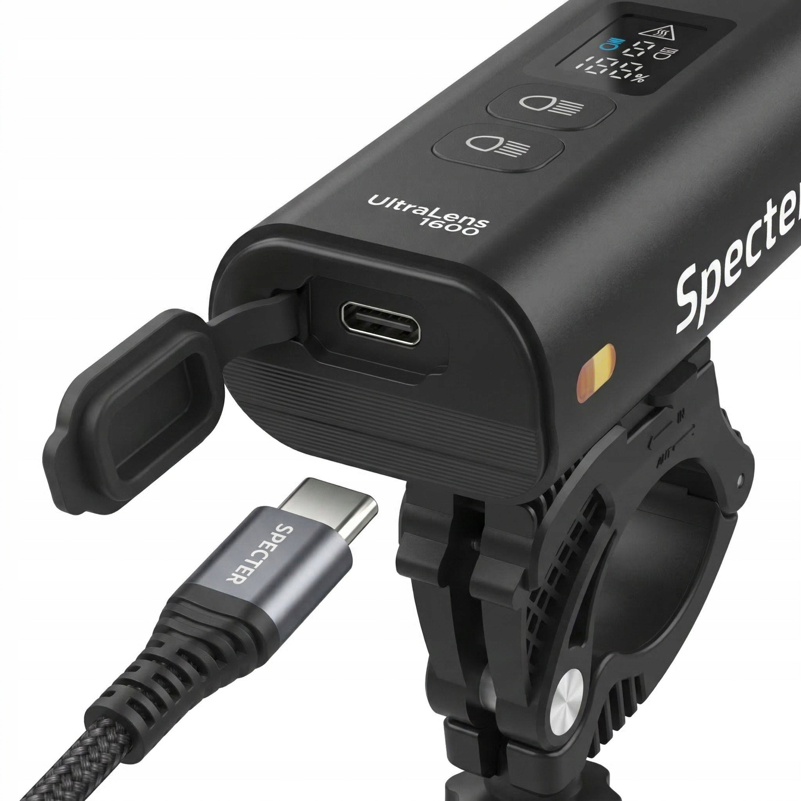 FRONT BIKE LIGHT LED SPECTER 1600lm 5200mAh with powerbank function Brand Specter