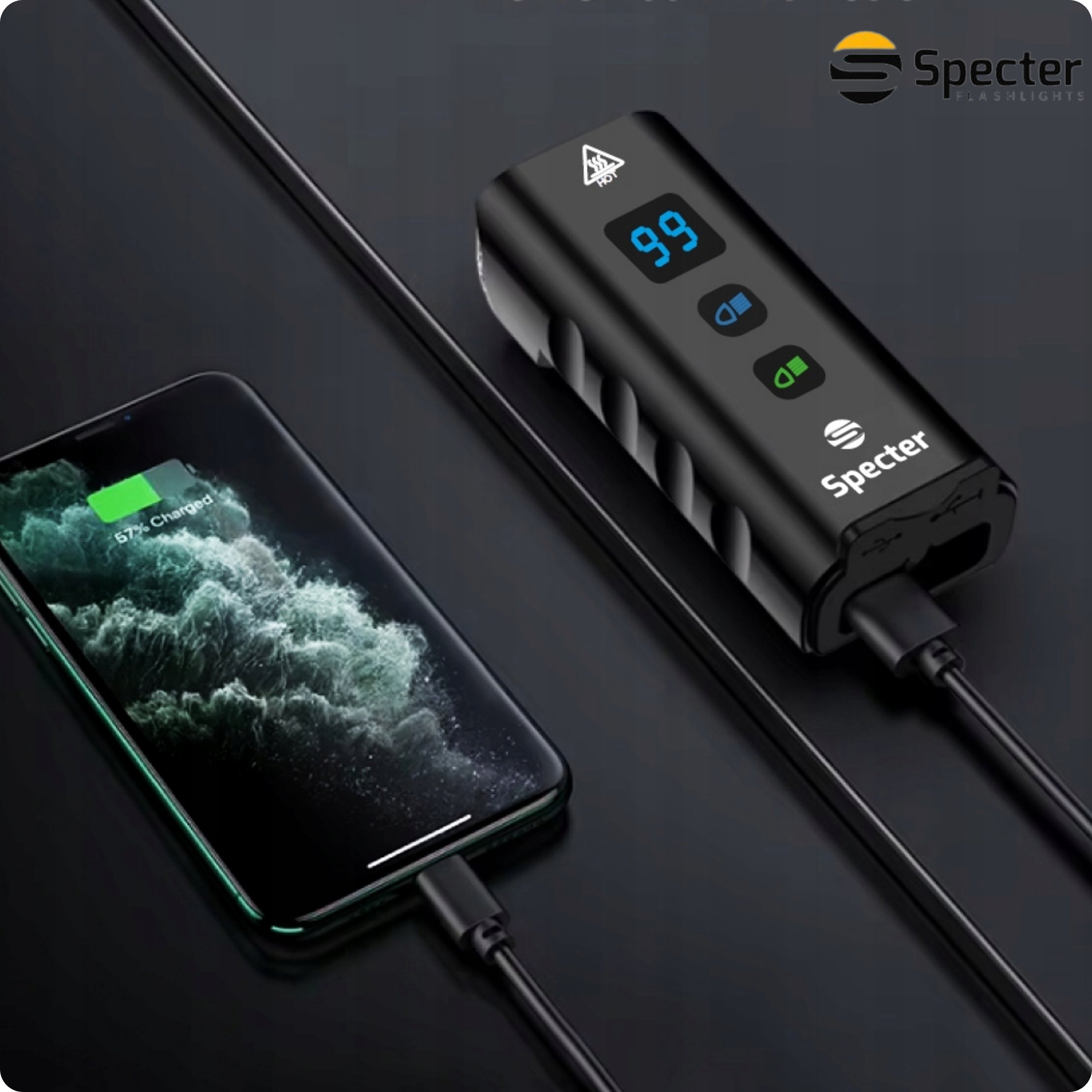 FRONT BIKE LIGHT LED USB C Specter Quattro 1600lm Powerful Powerbank Model SPECTER QUATTRO MOCNA LAMPKA LED ROWER 1600LM