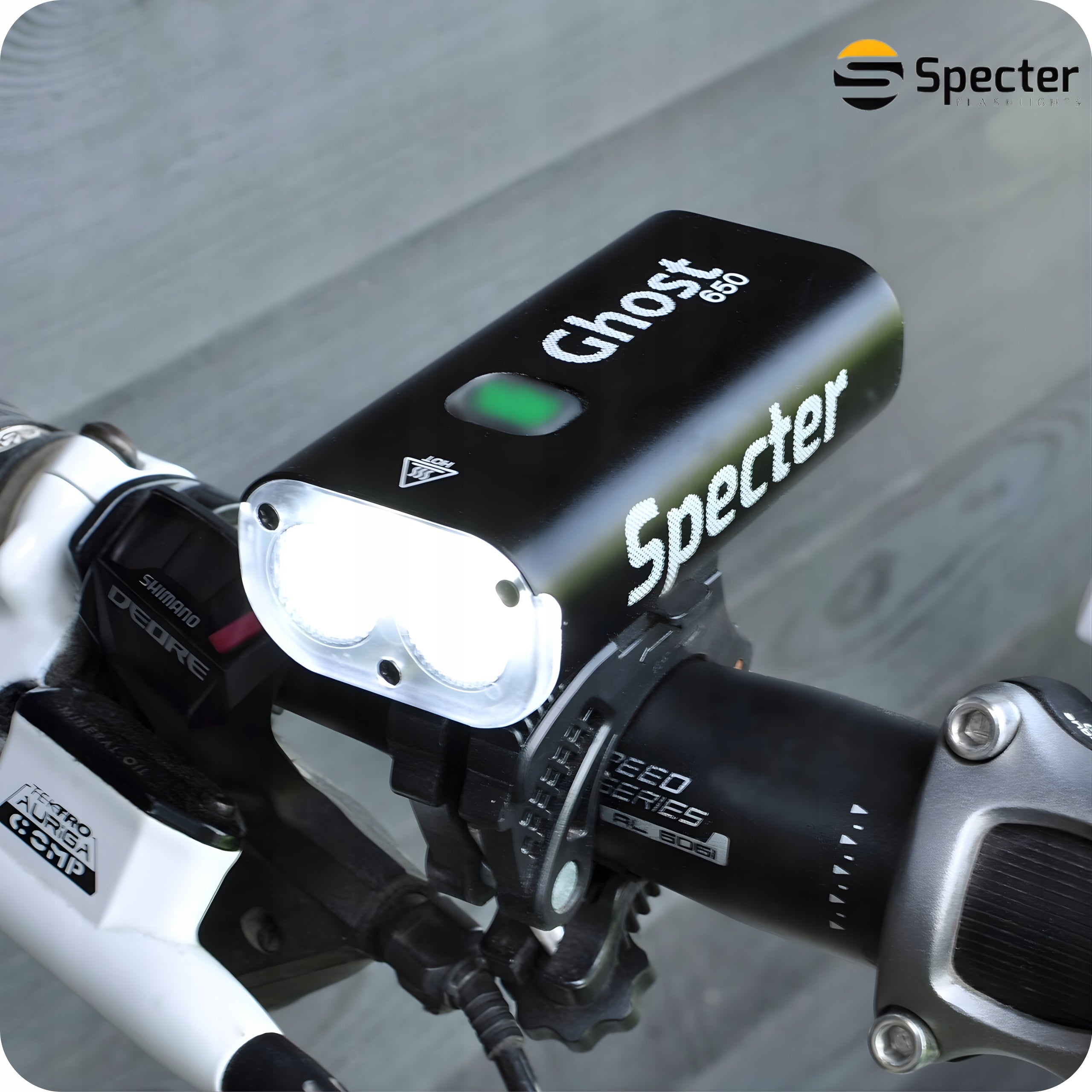 FRONT BIKE LIGHT LED USB C with Powerbank Function 650 LM 4400MAH Model PRZEDNIA LAMPA ROWEROWA GHOST650 ALU 4400MAH USB C