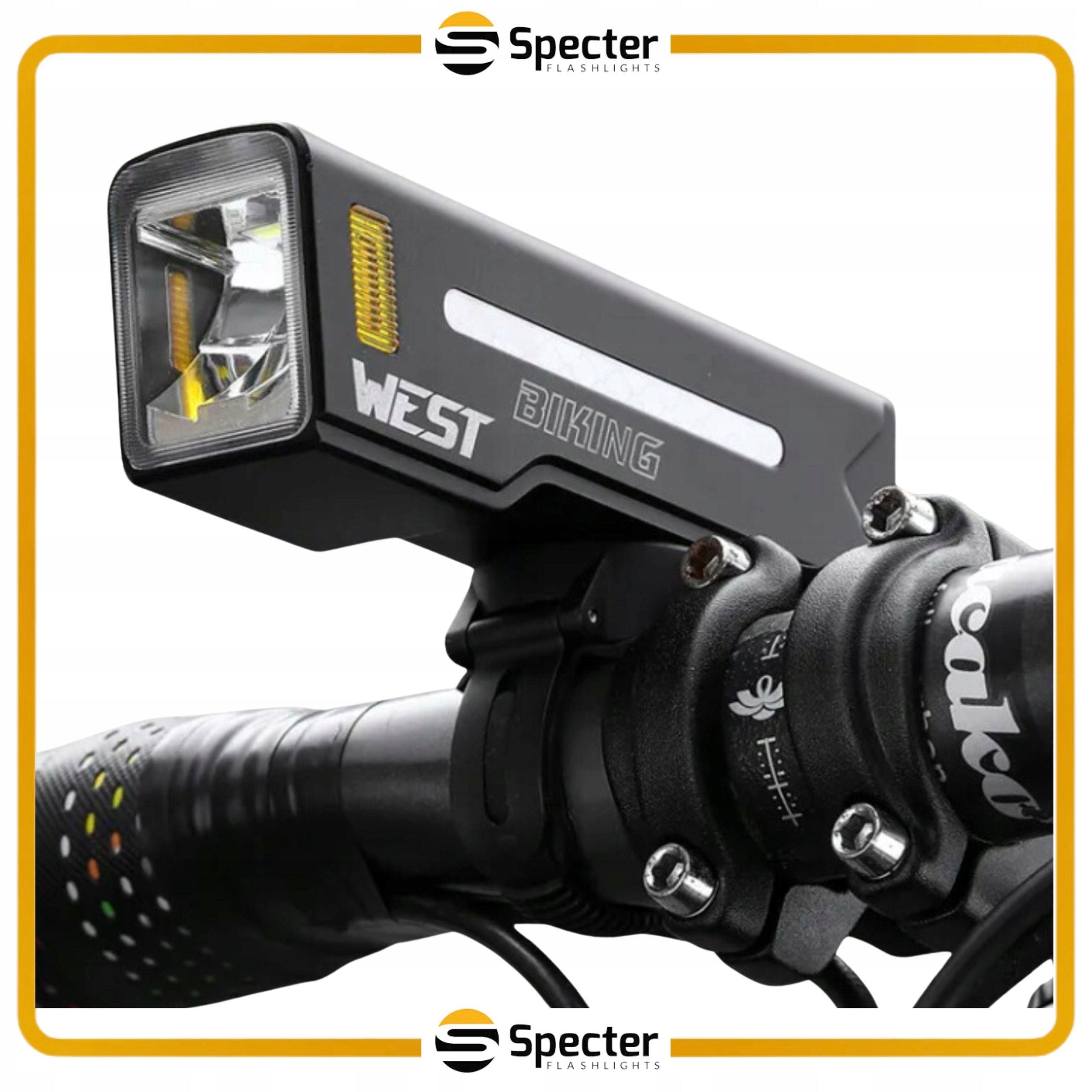 FRONT BIKE LIGHT LED USB C with powerbank function WEST BIKING 1000LM Brand Specter