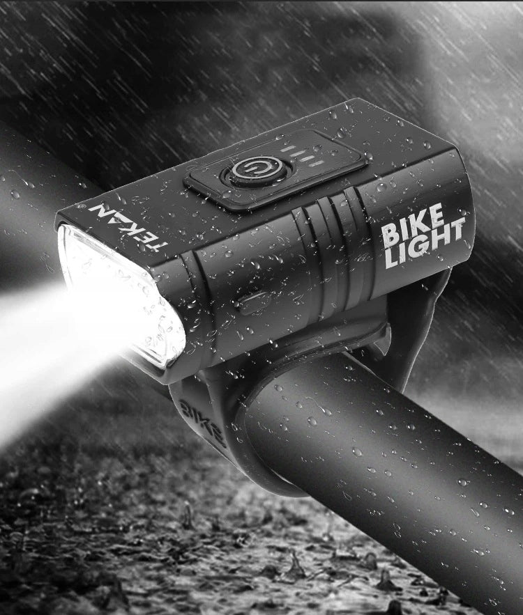 FRONT BIKE LIGHT STRONG FOR LED BATTERY 6 USB-C LIGHT MODES Kind front-facing