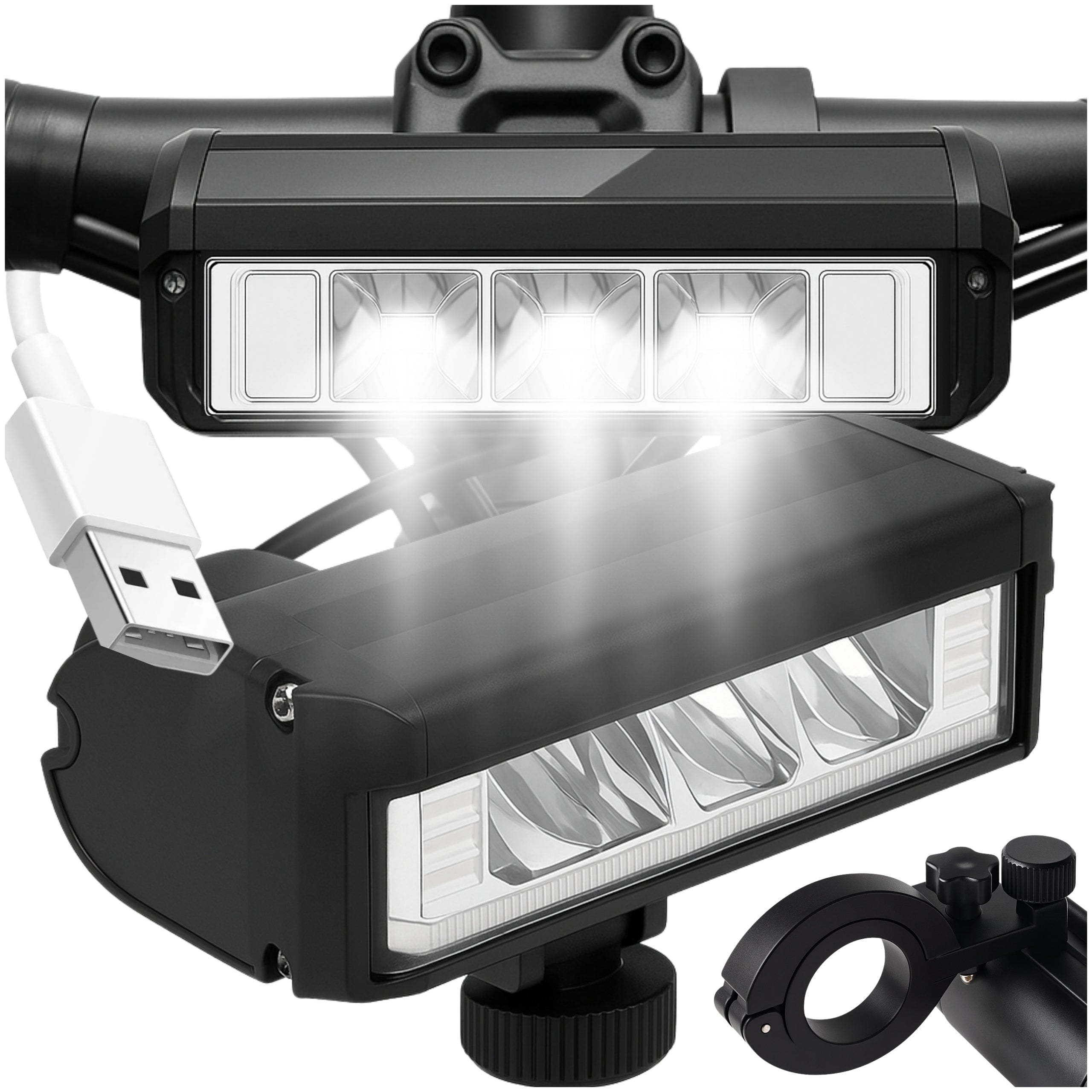 FRONT LED BICYCLE LIGHT FRONT BIKE HANDLEBAR STRONG USB 900lm