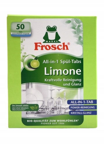 FROSCH Organic Lime Dishwasher Tablets All in One Carton 50 Pack Shape tablets