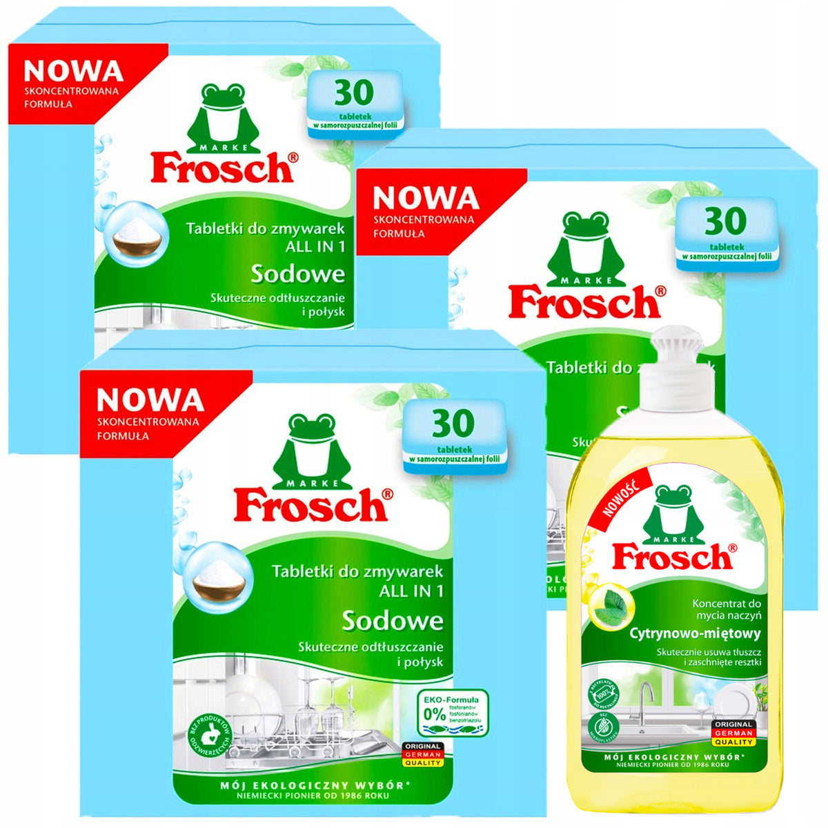 FROSCH SODA TABLETS FOR DISHWASHER 90 PCS ECOLOGICAL + FREEBIE