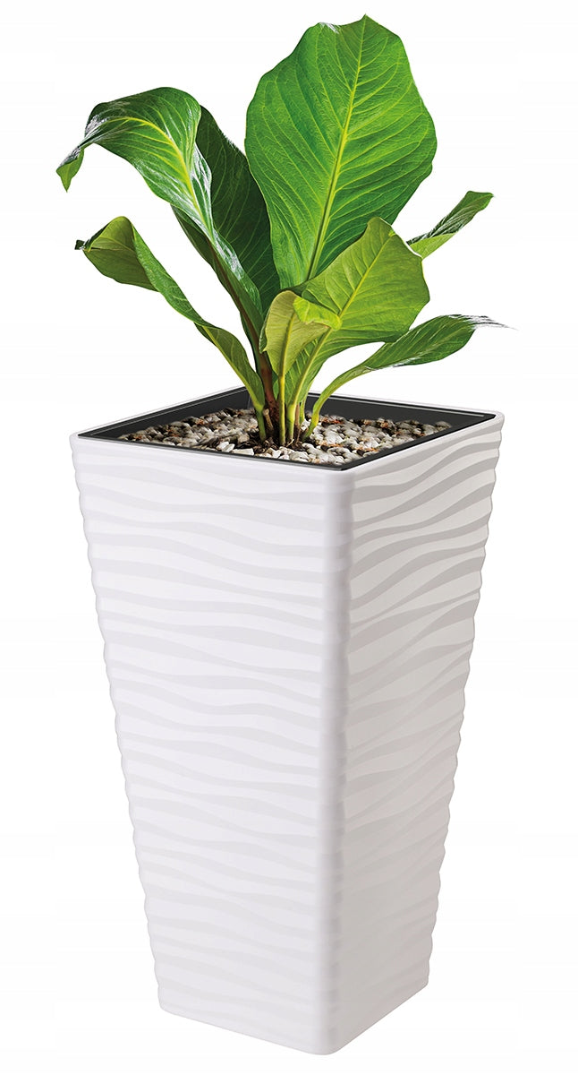 FROST-RESISTANT PLANTER WITH INSERT SAHARA SLIM SQUARE 30 WHITE H56 TERRACE GARDEN