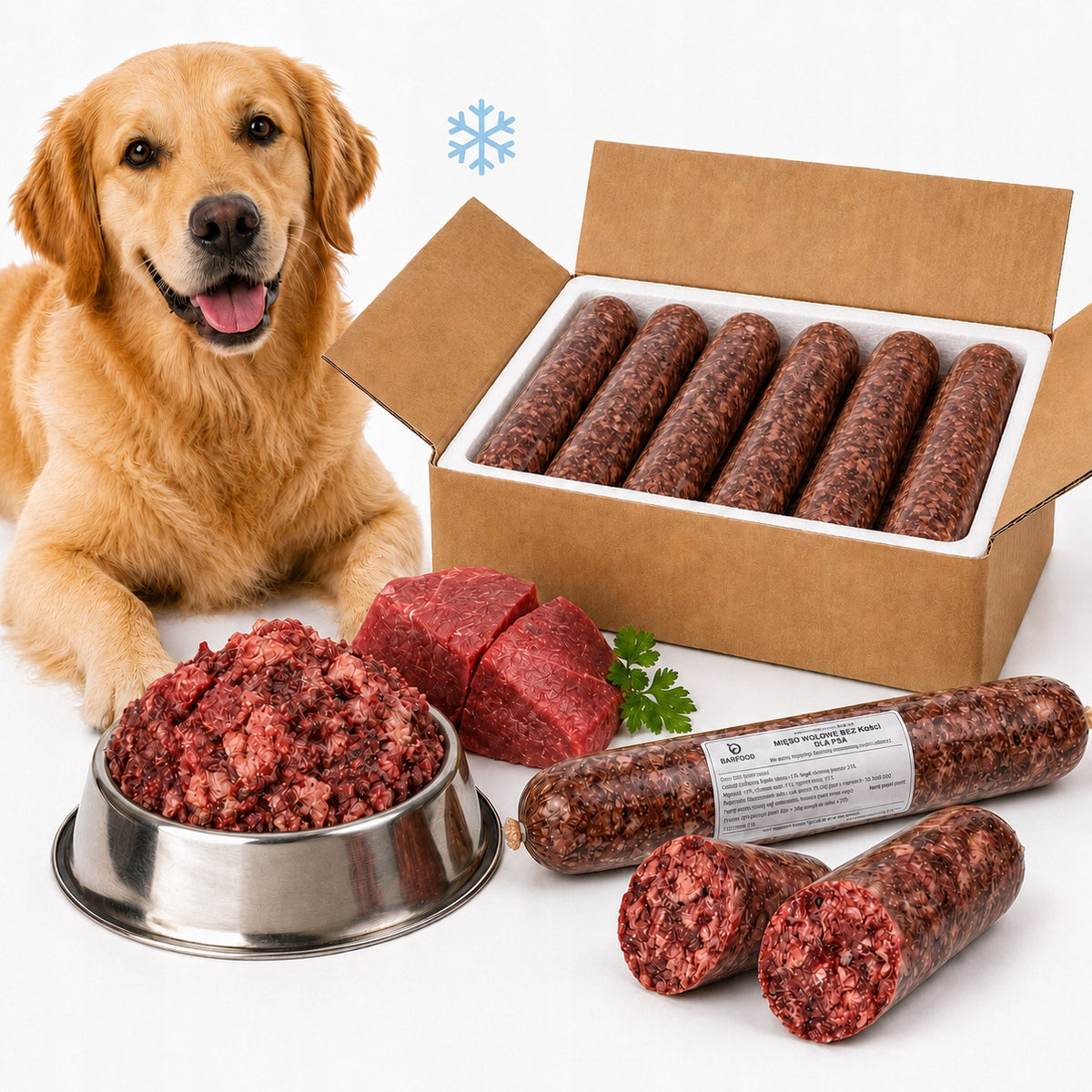 FROZEN MEAT FOR DOGS 100% BONELESS BEEF BARF WITH BEEF HEARTS - 10 kg