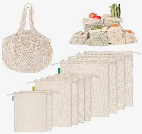 FRUIT BAGS REUSABLE COTTON VEGETABLES SET OF 11