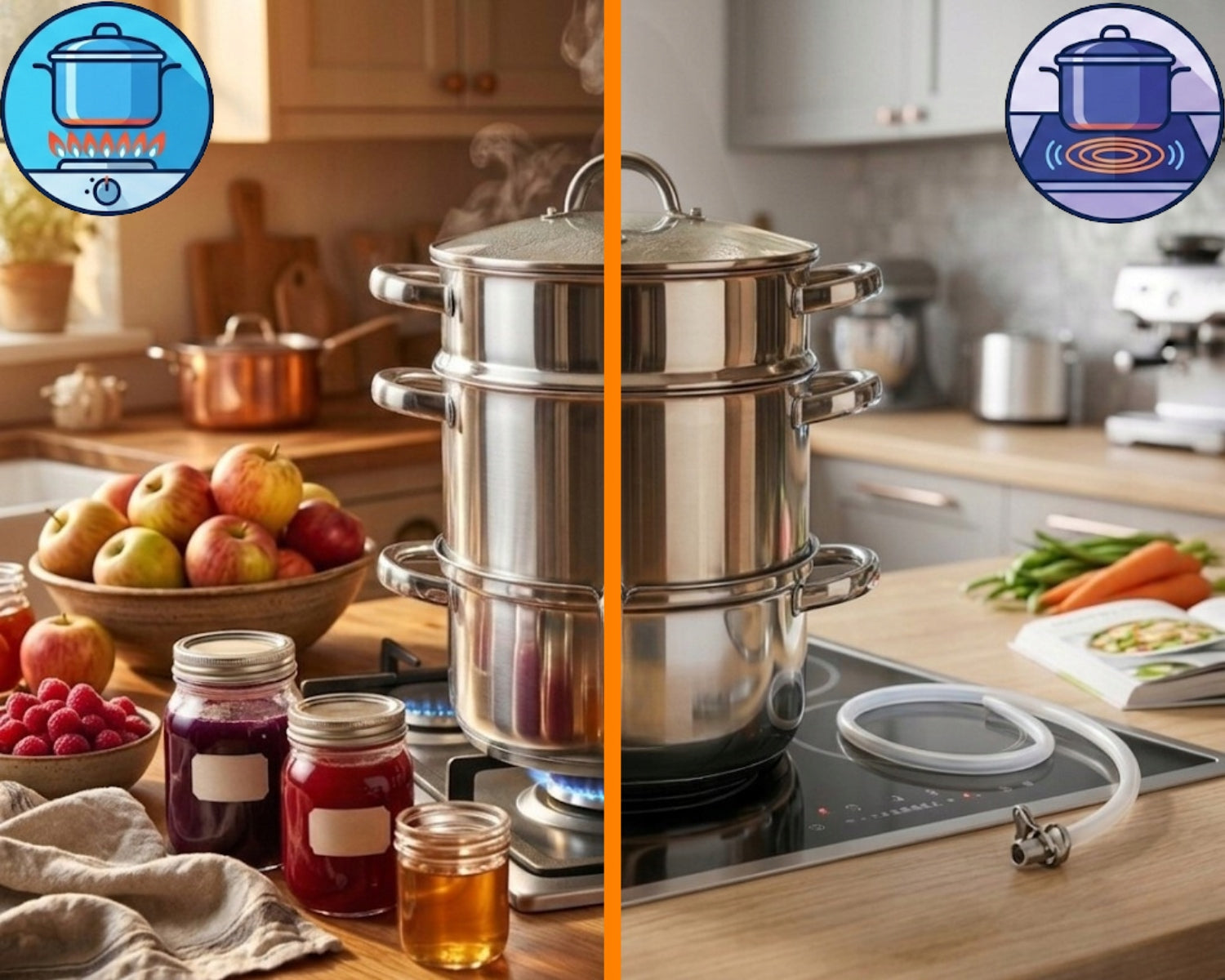 FRUIT JUICER STEAM POT STAINLESS STEEL STEAMING COOKED 5L 3in1 Brand Cook Line