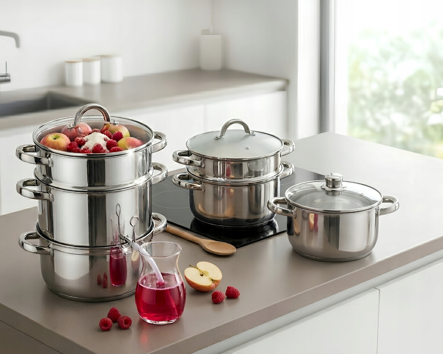 FRUIT JUICER STEAM POT STAINLESS STEEL STEAMING COOKED 5L 3in1 Manufacturer code WOT0163
