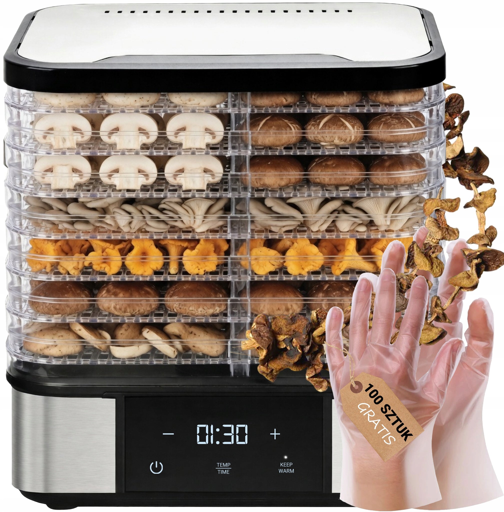 FRUIT MUSHROOM DRYER HERBS FOOD TIMER LARGE STRONG 7 TRAYS