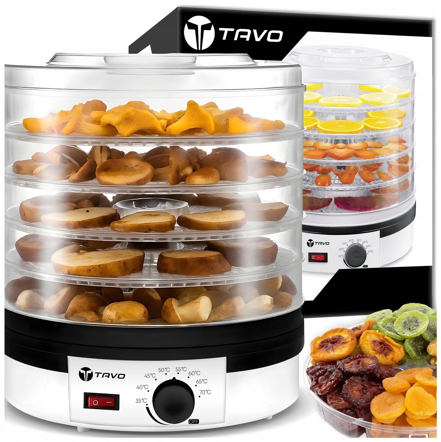 FRUIT MUSHROOM DRYER HERBS LARGE 5 SIEVES STRONG 500W FOOD GRADE