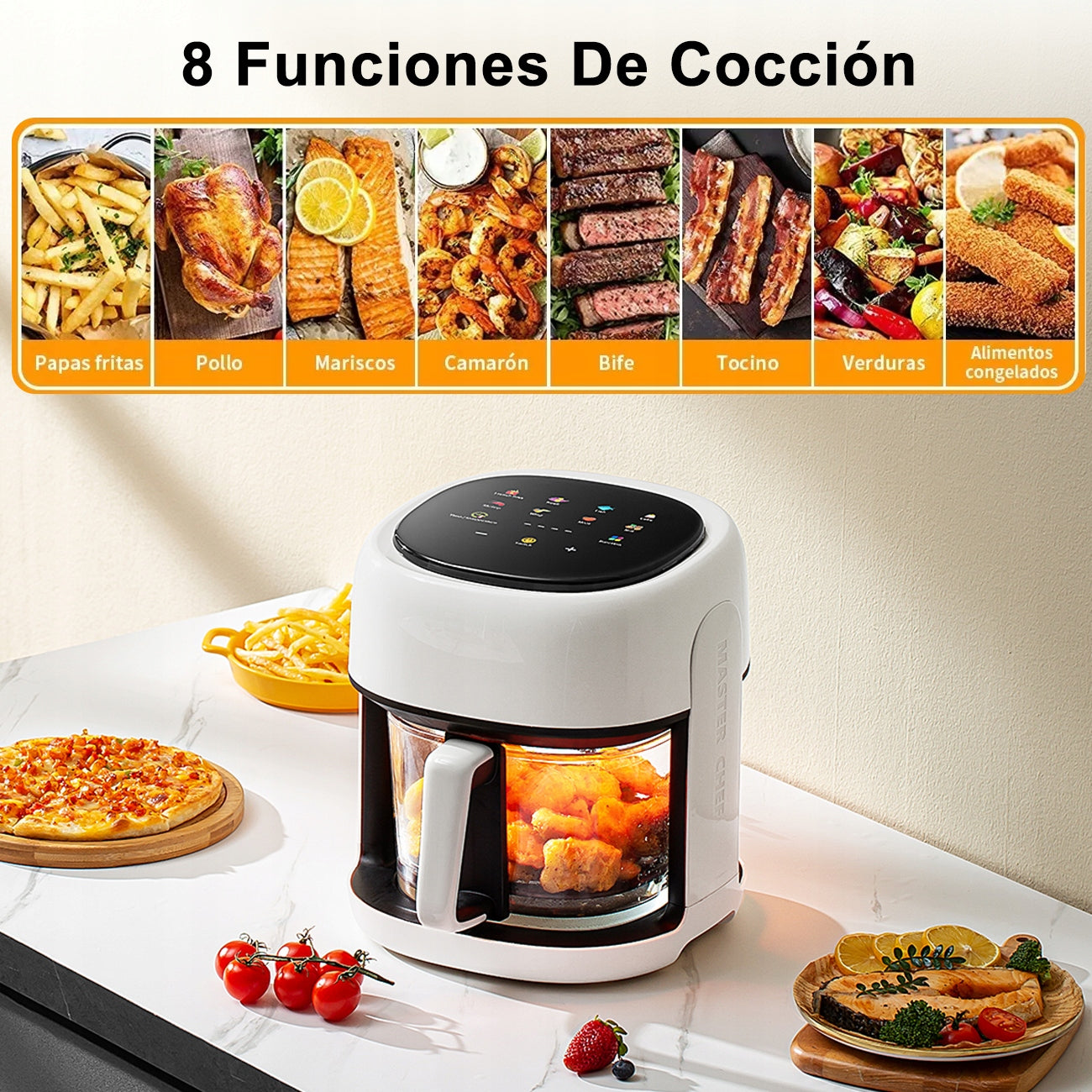 FRYTKOWNICA BEZTŁUSZCZOWA 1350W 4.5L AIR FRYER NIEPRZYWIERAJĄCA 10PROGRAMÓW Bowl volume 4.5 l