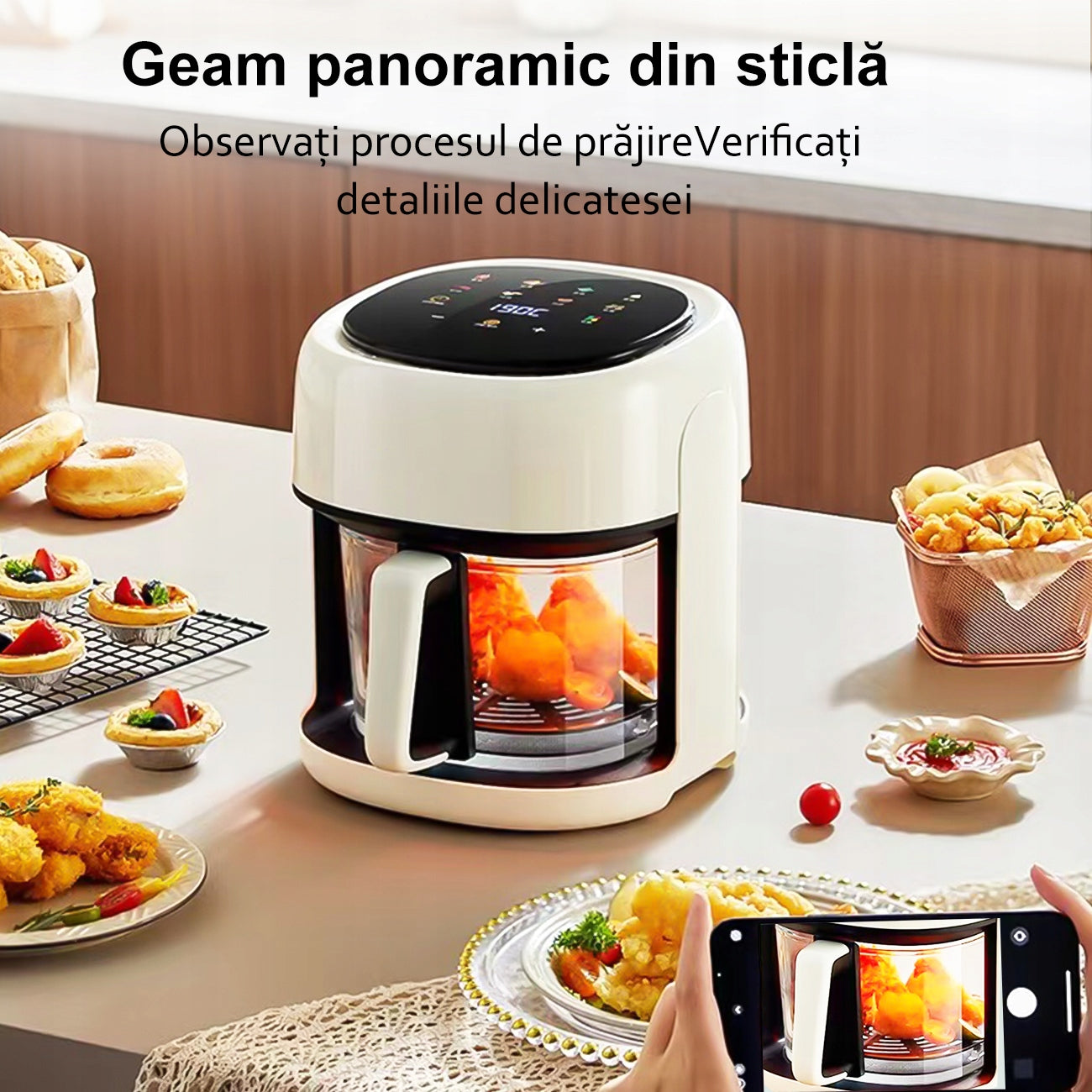 FRYTKOWNICA BEZTŁUSZCZOWA 1350W 4.5L AIR FRYER NIEPRZYWIERAJĄCA 10PROGRAMÓW Dominant color white
