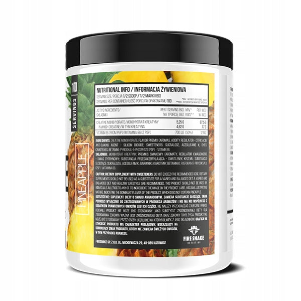 FSN CREATINE + B6 600G CREATINE MICRO MONOHYDRATE MASS STRENGTH Pineapple Brand Fire Snake Nutrition
