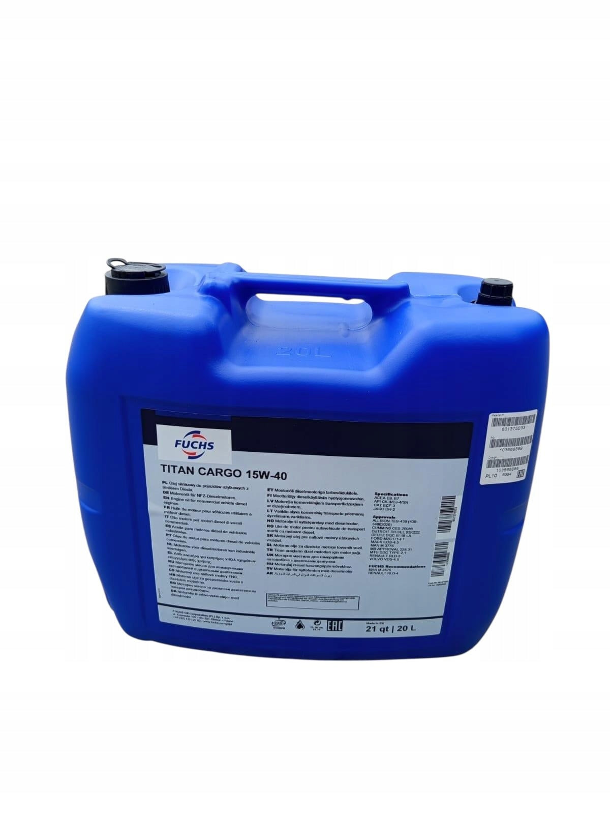 FUCHS TITAN CARGO 15W-40 E9/E7 DPF 20L