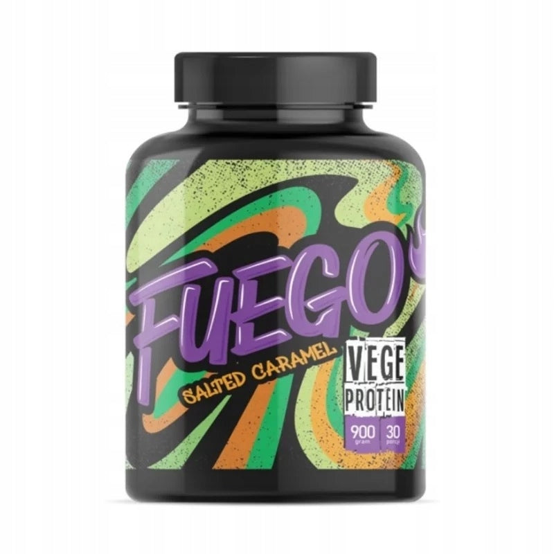FUEGO VEGE PROTEIN 900 GRAM SALTY CARAMEL + CREATINE GO ON 400G FREEBIE ! Expiration date at least six months from the date of purchase