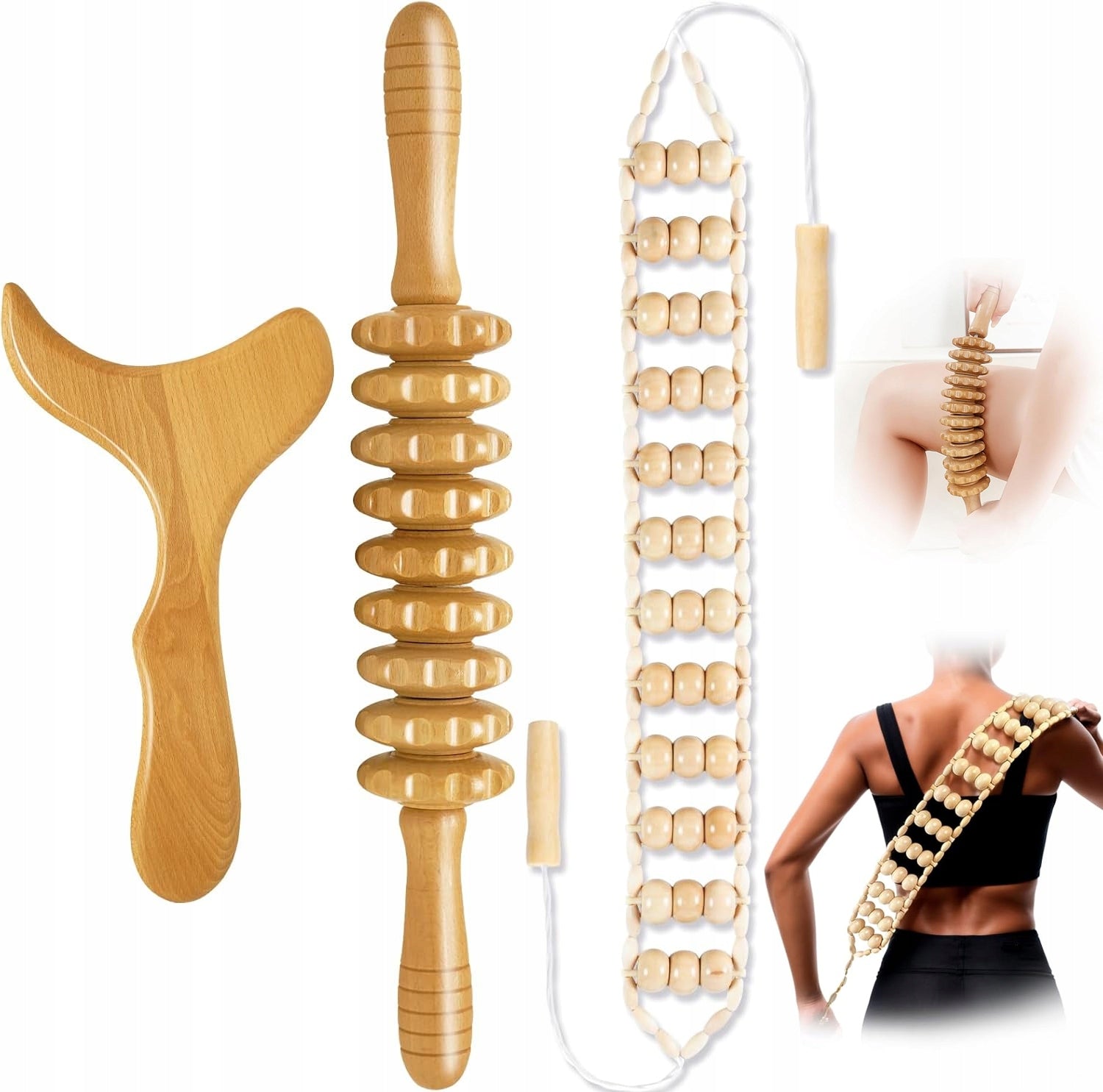 FULL BODY MASSAGE SET MADEROTHERAPY WOODEN 3in1 CELLULITE LYMPH