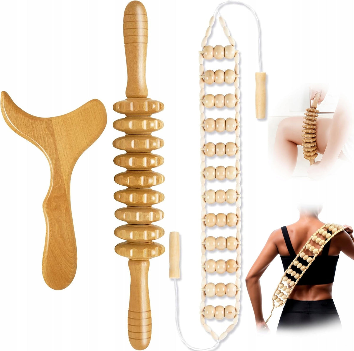 FULL BODY MASSAGE SET MADEROTHERAPY WOODEN 3in1 CELLULITE LYMPH