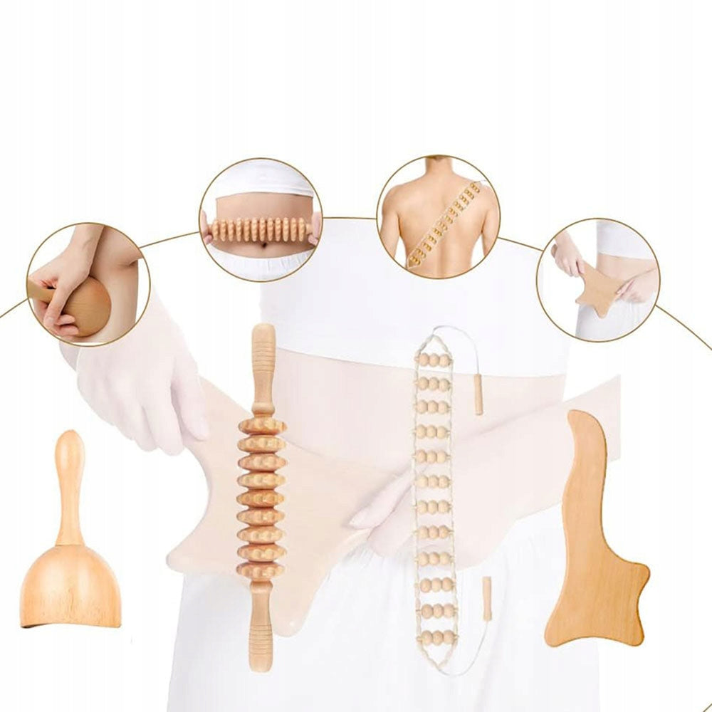 FULL BODY MASSAGE SET WOODEN 8IN1 CELLULITE LYMPH 8 PIECES Model MASAŻERÓW ODPOWIEDNICH